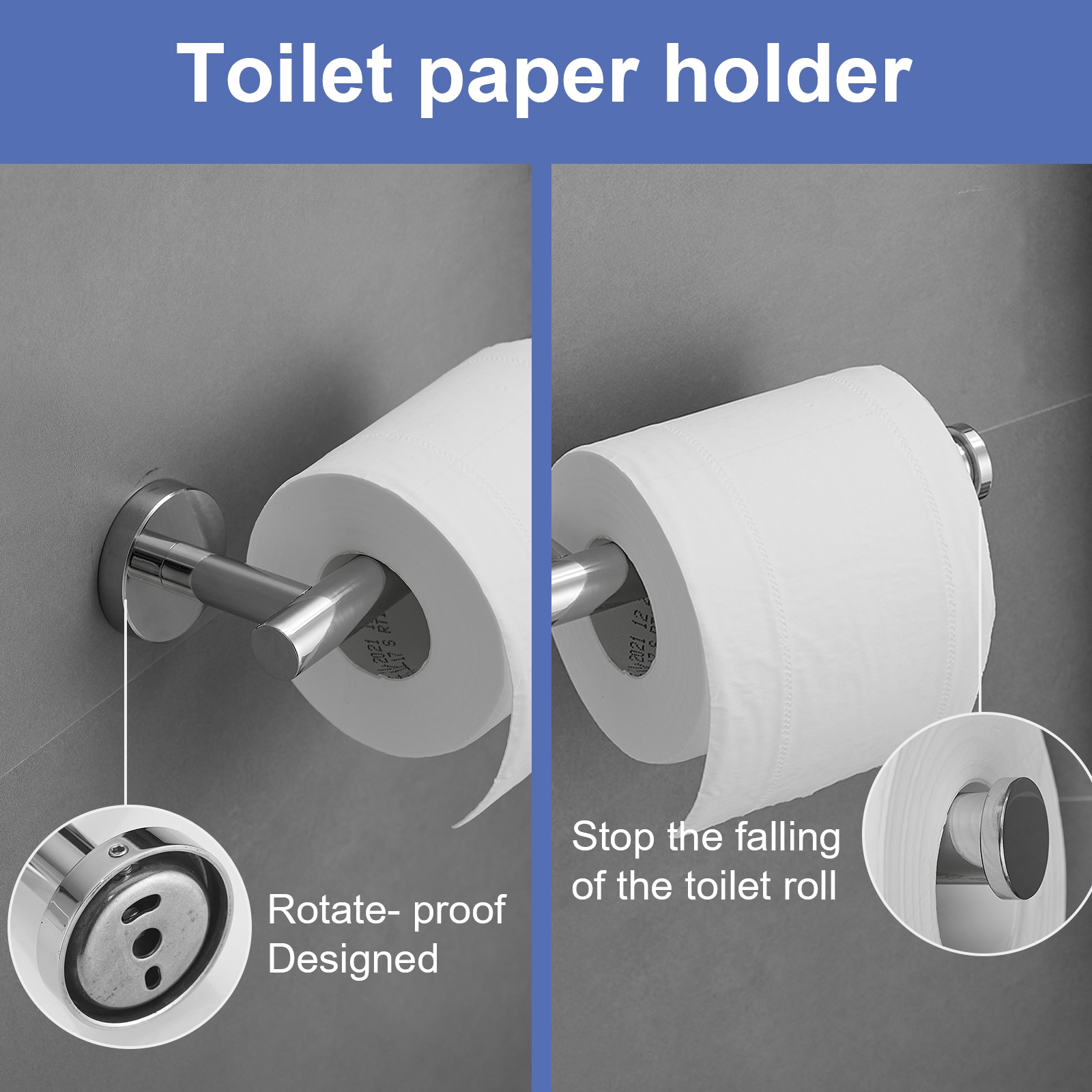 Juego de 6 piezas de accesorios de baño decorativos cromados pulidos con barra de toallas, portarrollos de papel higiénico, anillo de toallas y gancho para batas incluidos A-91020-6-C