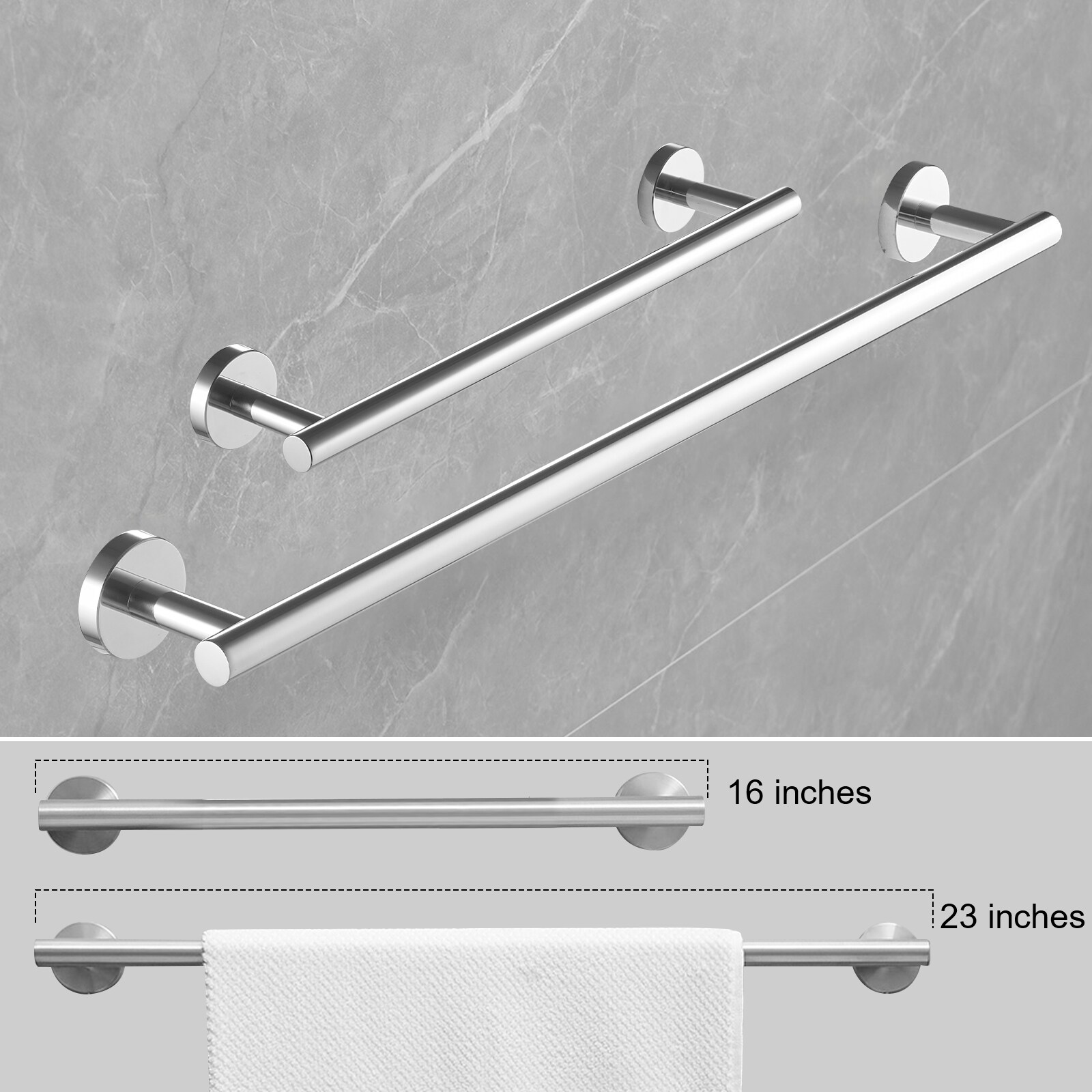 Juego de 6 piezas de accesorios de baño decorativos cromados pulidos con barra de toallas, portarrollos de papel higiénico, anillo de toallas y gancho para batas incluidos A-91020-6-C
