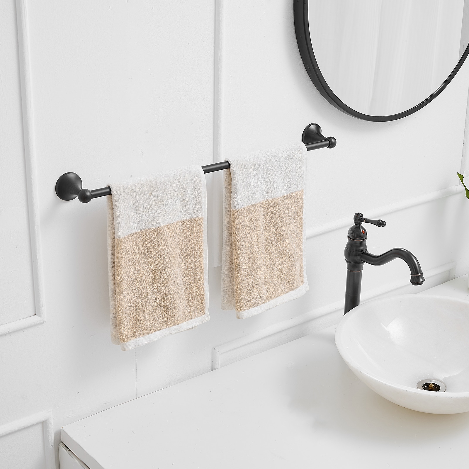 Juego de Accesorios de Baño Decorativos de Bronce Envejecido de 2 Piezas - Barra de Toallas y Porta Papel, Incluidos