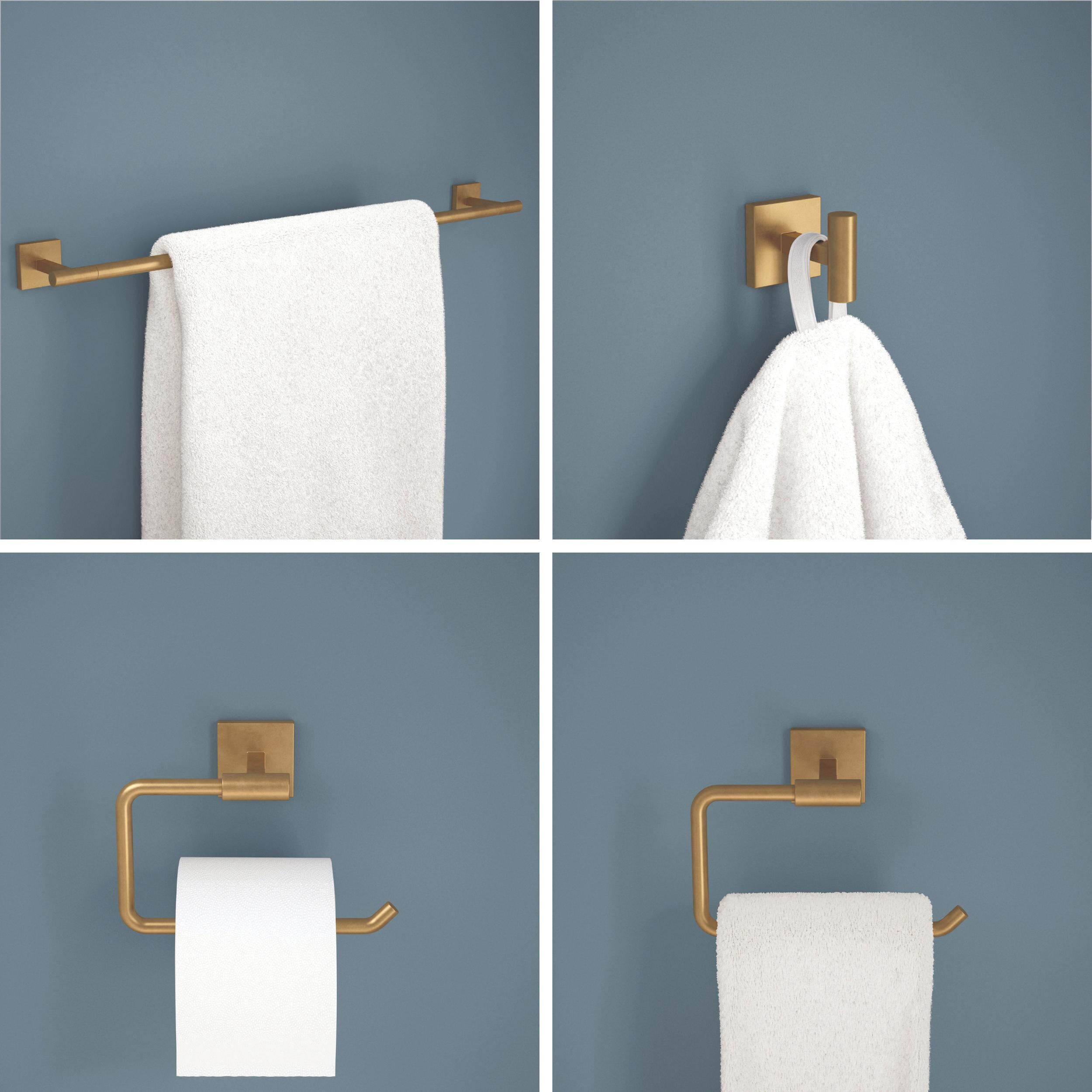 Juego de Accesorios para Baño Franklin Brass de 4 Piezas en Dorado Satinado Modelo Nash, Incluye Barra de Toallas, Porta Papel, Argolla de Toallas y Gancho para Batas NASH64-SG