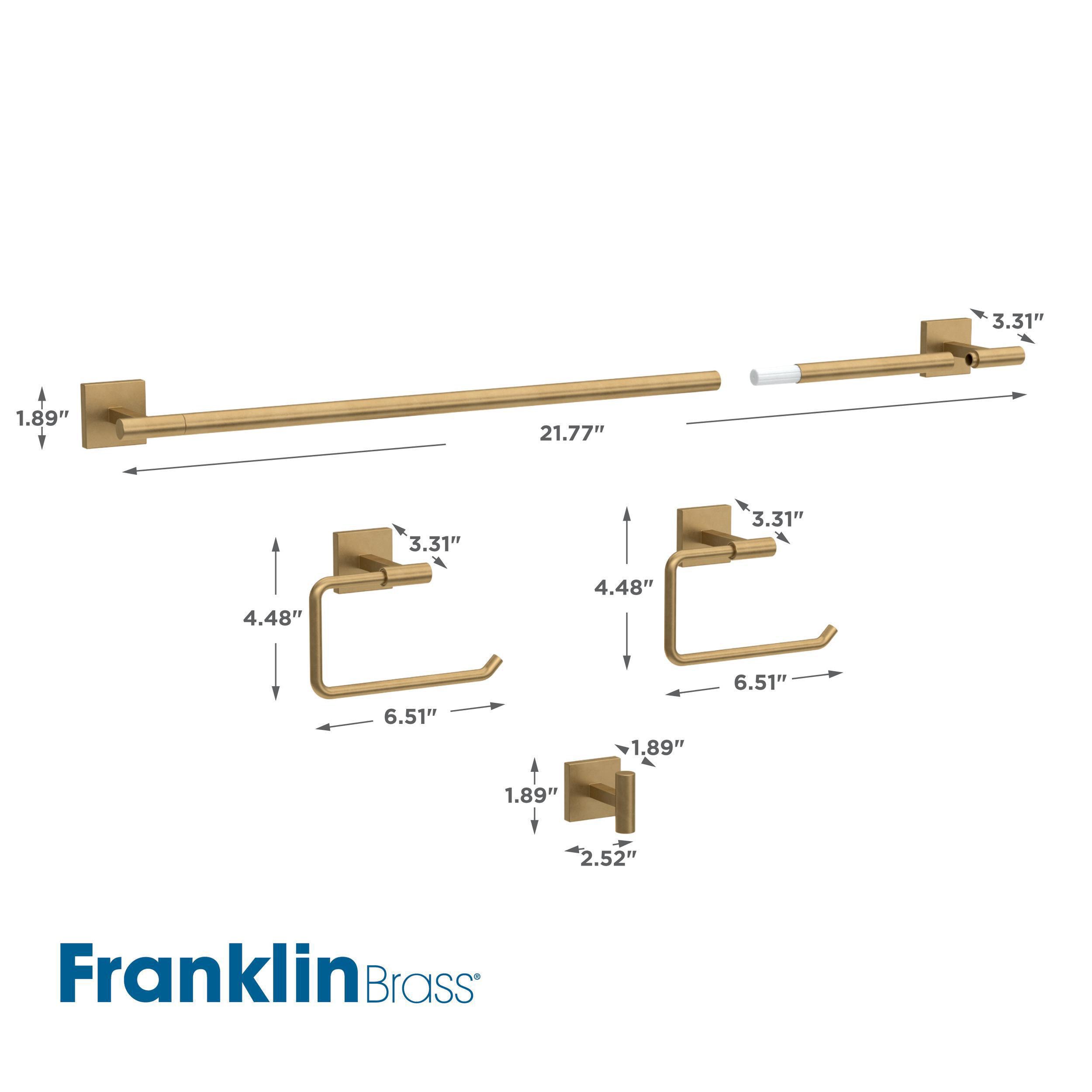 Juego de Accesorios para Baño Franklin Brass de 4 Piezas en Dorado Satinado Modelo Nash, Incluye Barra de Toallas, Porta Papel, Argolla de Toallas y Gancho para Batas NASH64-SG