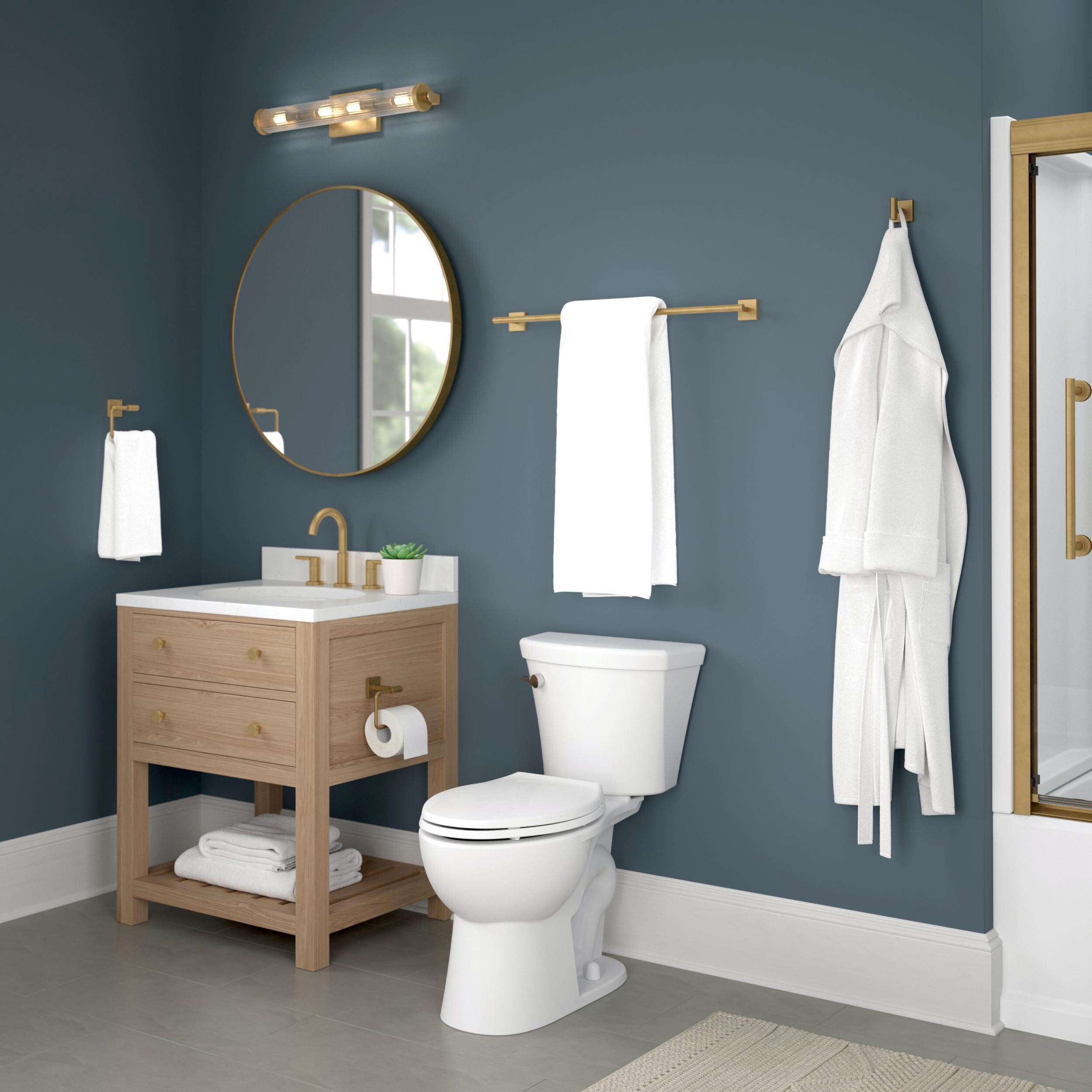 Juego de Accesorios para Baño Franklin Brass de 4 Piezas en Dorado Satinado Modelo Nash, Incluye Barra de Toallas, Porta Papel, Argolla de Toallas y Gancho para Batas NASH64-SG