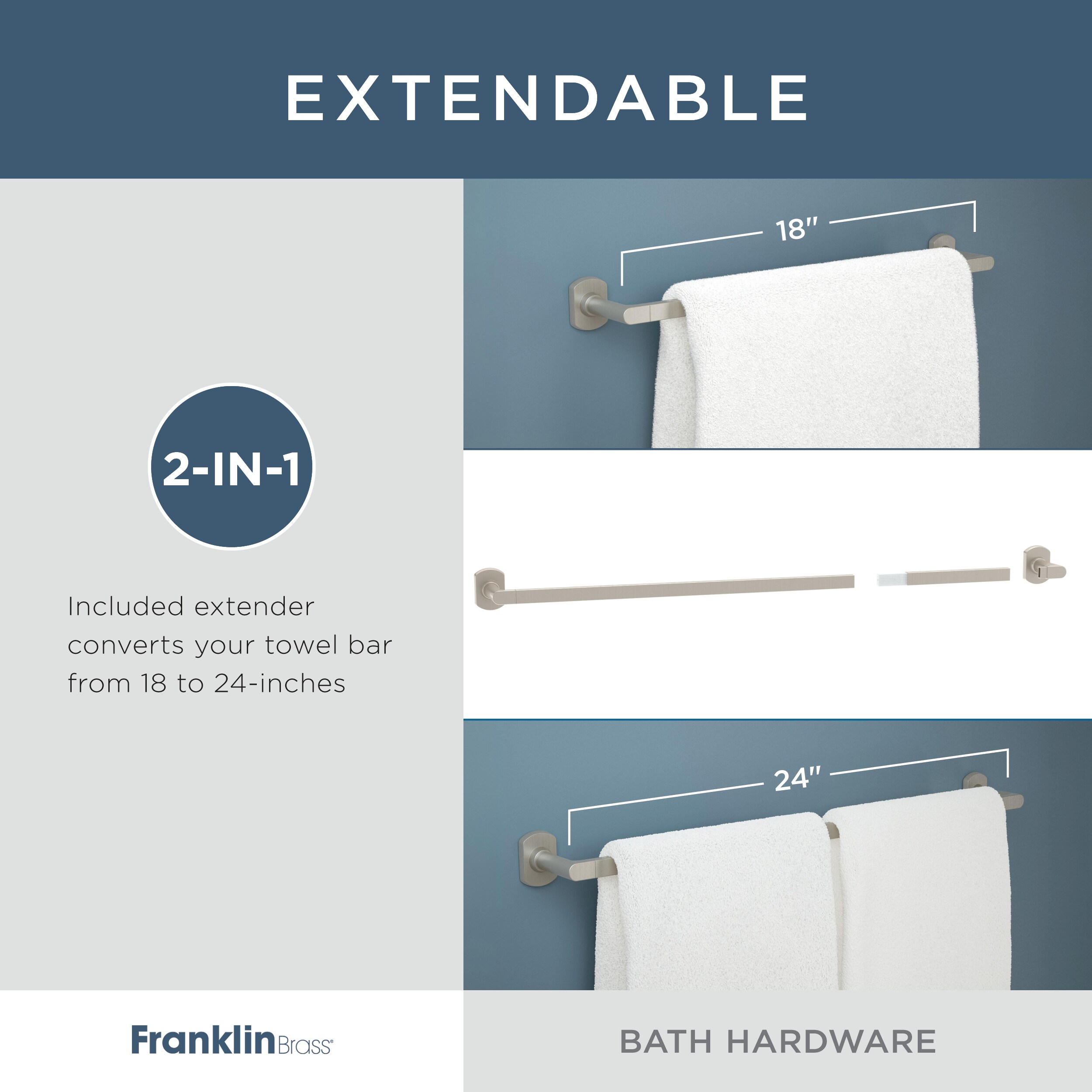 Juego de accesorios de baño decorativos en color dorado satinado de 4 piezas Franklin Brass Granville - Barra para toallas, porta papel higiénico, argolla para toallas y gancho para batas incluidos GRNV64-SG