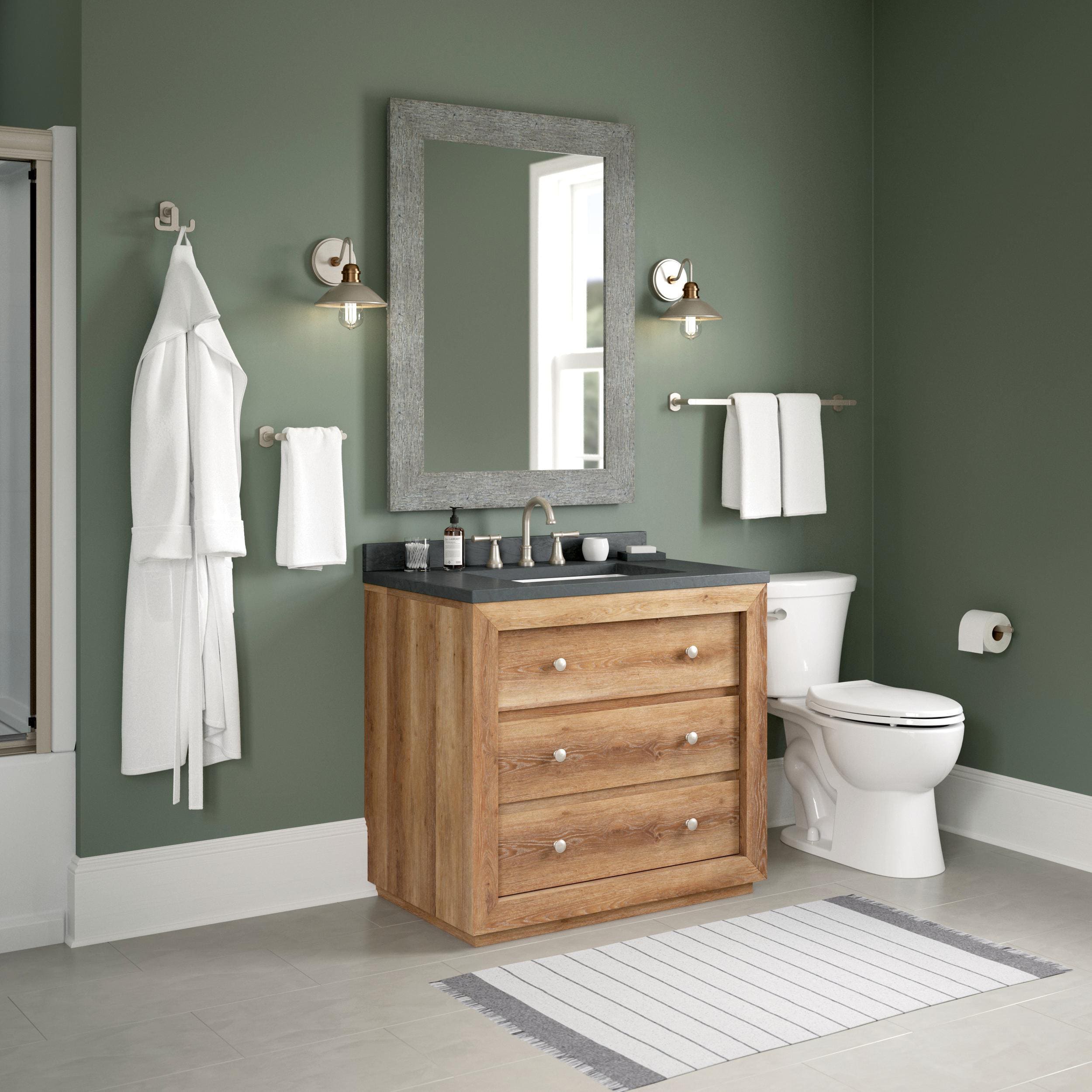 Juego de accesorios decorativos para baño Franklin Brass Granville de 4 piezas en níquel satinado: barra para toallas, porta papel higiénico, anillo para toallas y gancho para batas incluidos GRNV64-BN
