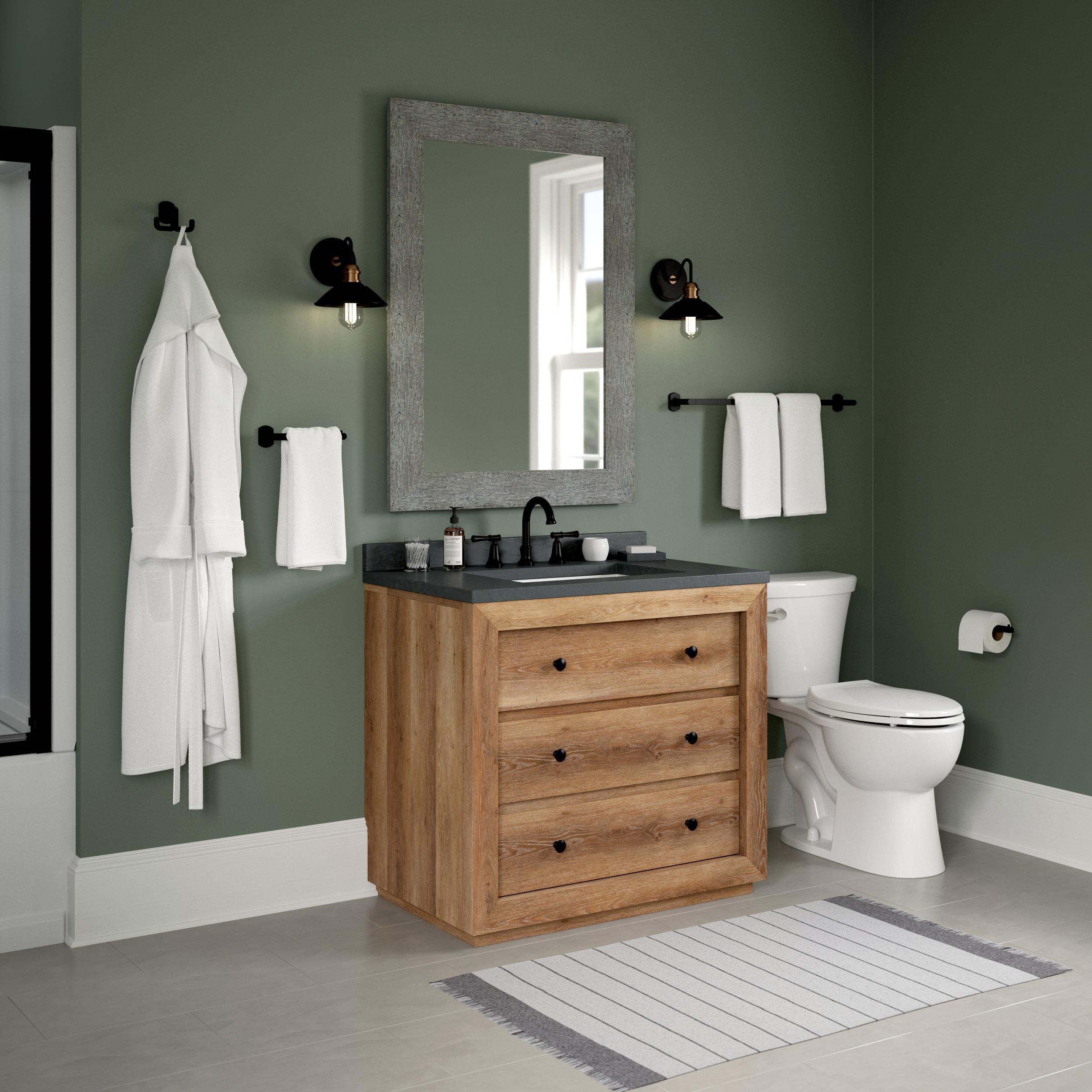 Juego de accesorios de baño decorativos en negro mate de 4 piezas Franklin Brass Granville - Barra de toalla, portarrollos, argolla para toalla, gancho para bata incluidos GRNV64-MB