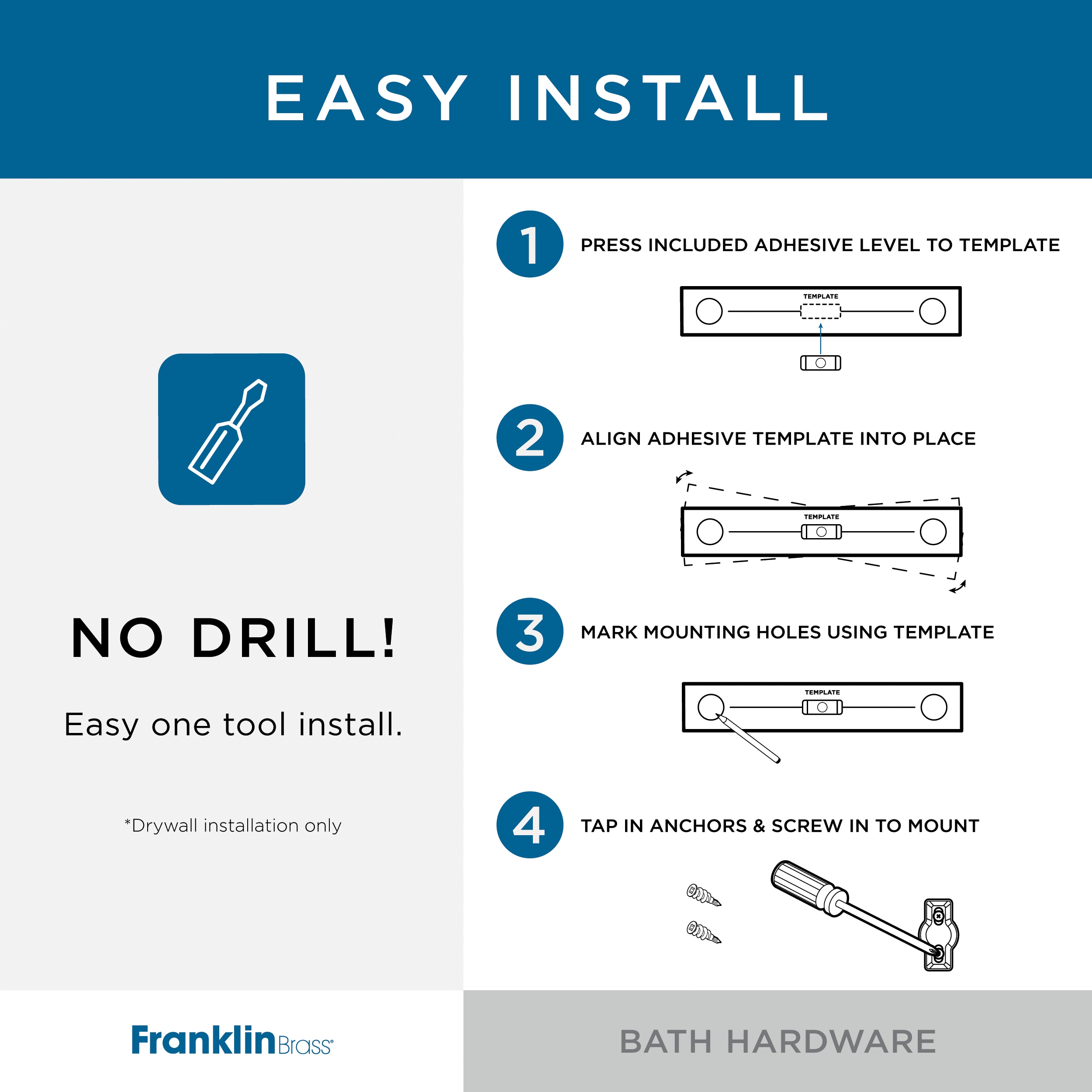 Juego de accesorios de baño decorativos de 4 piezas en níquel satinado Franklin Brass Nash, incluye barras para toallas, portarrollos de papel higiénico, argolla para toalla y gancho para batas. NASH64-BN.