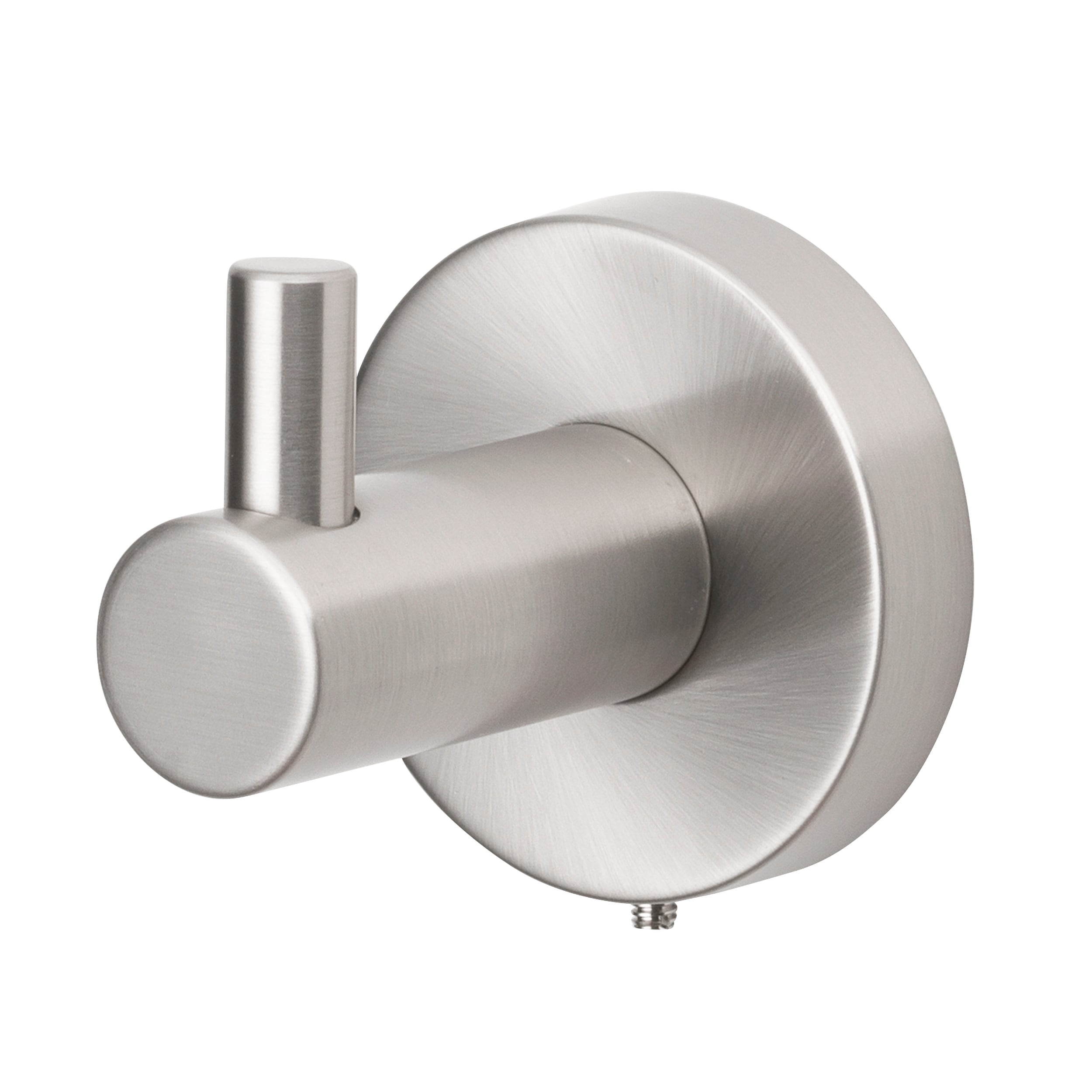 Juego de accesorios para baño en níquel cepillado gris de 4 piezas de Project Source - Incluye barra de toalla, portarrollos, argolla de toalla y gancho para batas