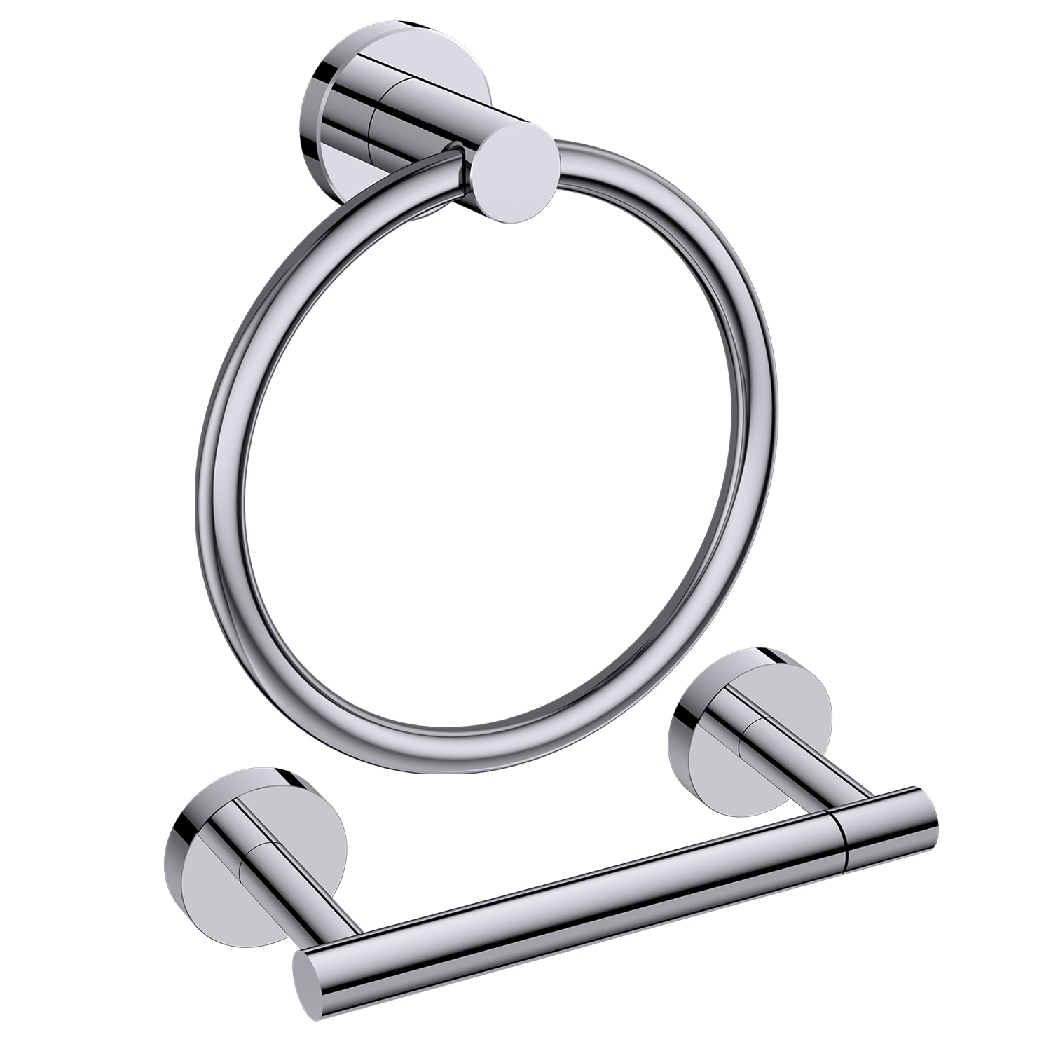 Juego de accesorios de baño decorativos cromados pulidos de 2 piezas - Portarrollos de papel higiénico y argolla para toalla incluidos