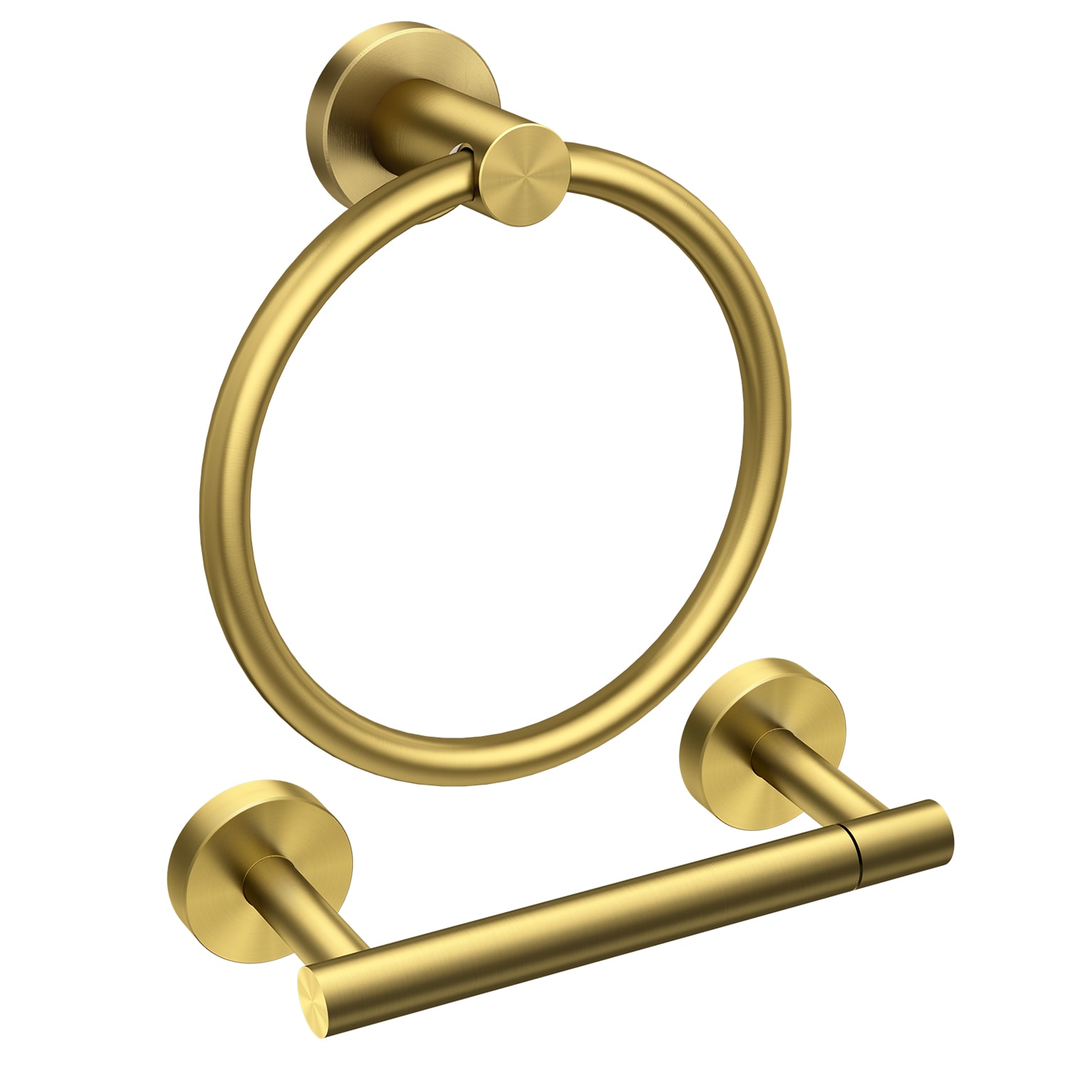Juego de accesorios de baño decorativos en tono dorado cepillado de 2 piezas - Portarrollos de papel higiénico, argolla para toalla, incluido LG11901