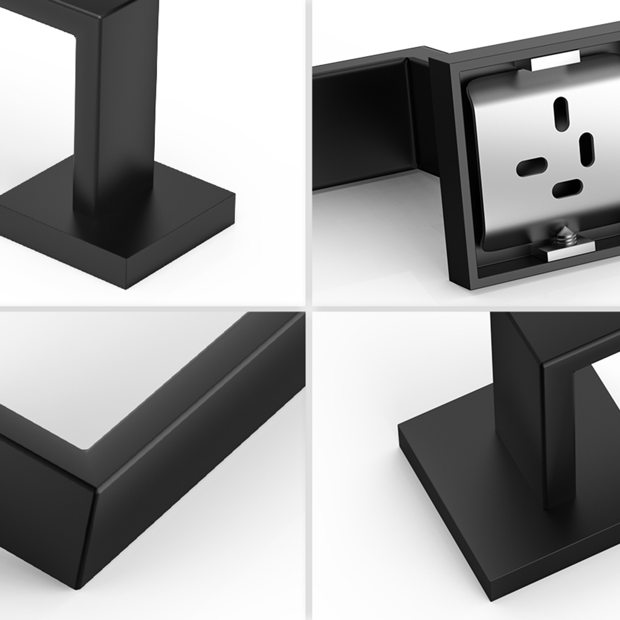 Juego de accesorios de baño decorativos de 5 piezas en negro mate FURUISI, incluye barra de toalla, portarrollos de papel higiénico, argolla de toalla y gancho para batas LL19A3B5A.