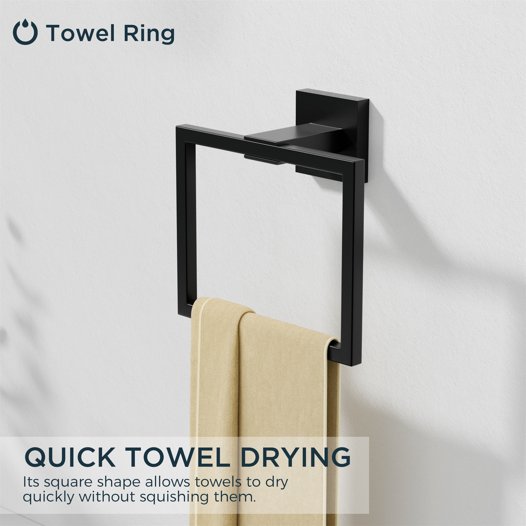 Juego de accesorios de baño decorativos de 5 piezas en negro mate FURUISI, incluye barra de toalla, portarrollos de papel higiénico, argolla de toalla y gancho para batas LL19A3B5A.