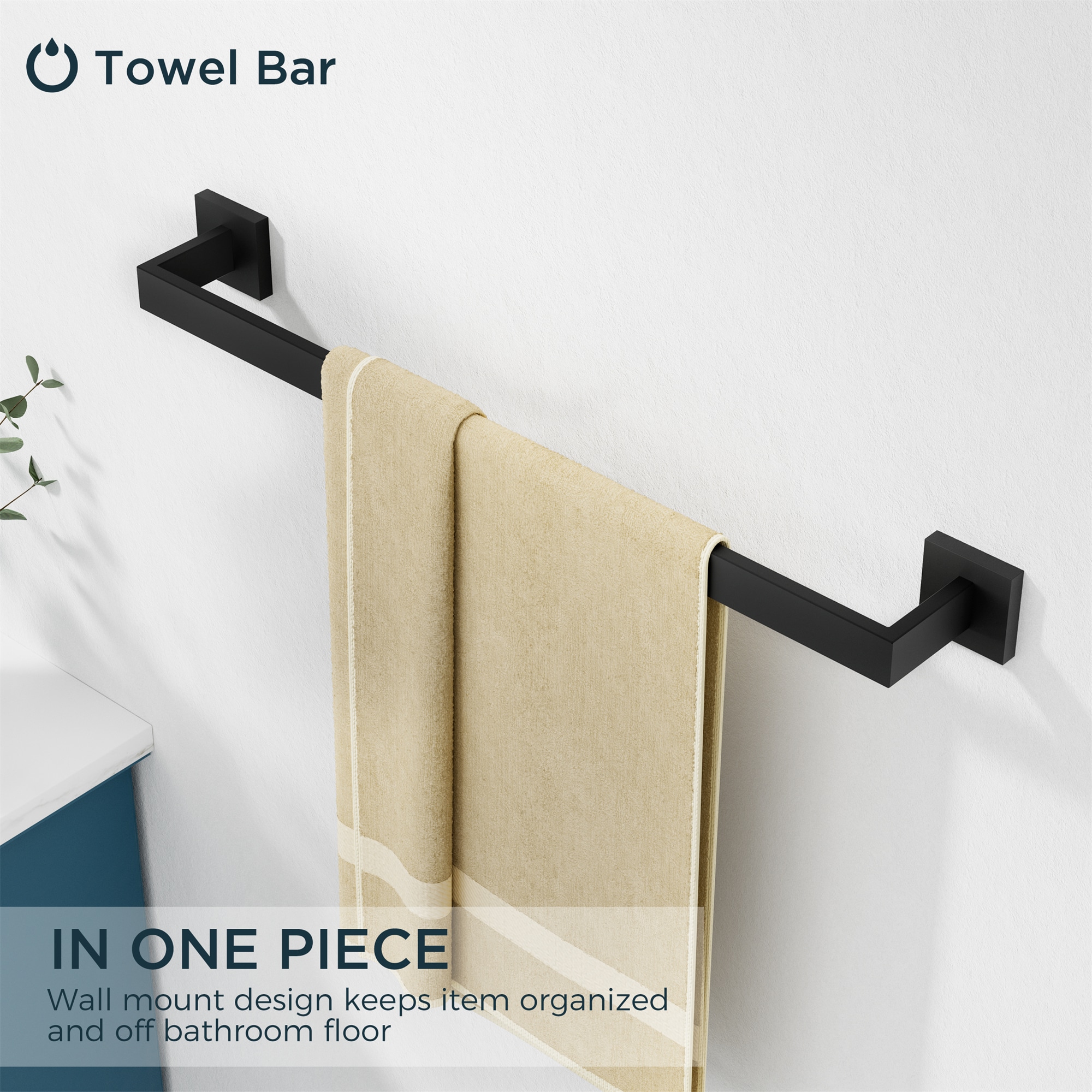 Juego de accesorios de baño decorativos de 5 piezas en negro mate FURUISI, incluye barra de toalla, portarrollos de papel higiénico, argolla de toalla y gancho para batas LL19A3B5A.