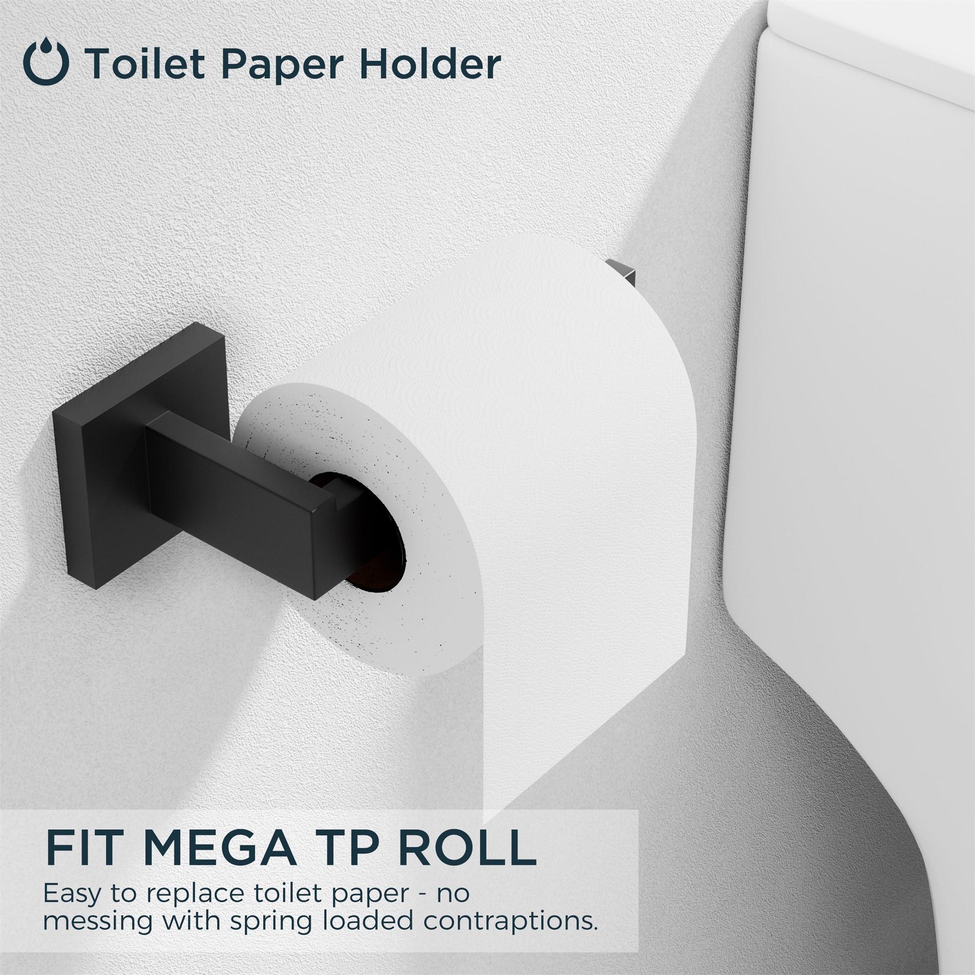 Juego de accesorios de baño decorativos de 5 piezas en negro mate FURUISI, incluye barra de toalla, portarrollos de papel higiénico, argolla de toalla y gancho para batas LL19A3B5A.