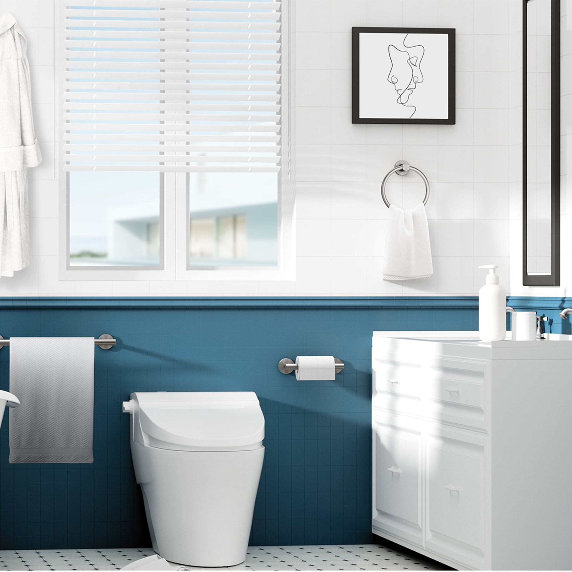 Juego de hardware decorativo para baño de acero inoxidable de 2 piezas FURUISI: portarrollos de papel higiénico y argolla para toalla, incluido LBN11901