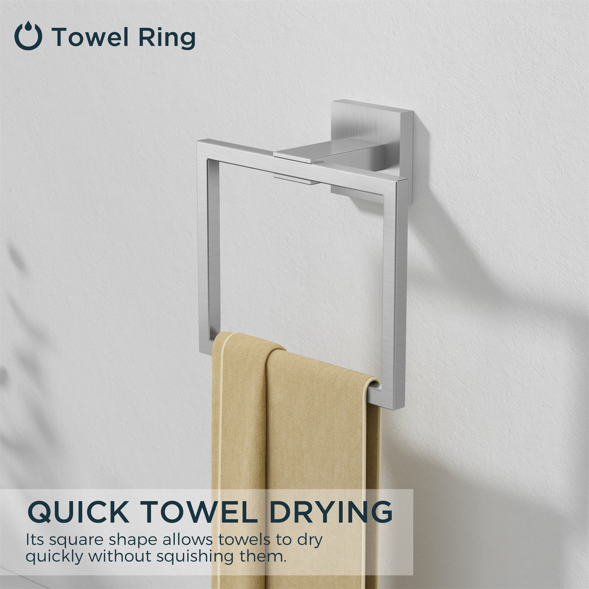 Juego de accesorios para baño decorativo de acero inoxidable de 5 piezas FURUISI - Barra de toalla, porta papel higiénico, anillo para toalla, gancho para bata incluido LL19A3BN5A