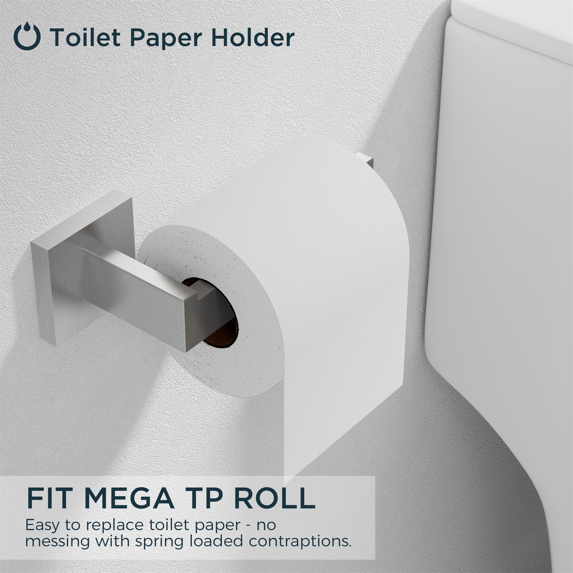 Juego de accesorios para baño decorativo de acero inoxidable de 5 piezas FURUISI - Barra de toalla, porta papel higiénico, anillo para toalla, gancho para bata incluido LL19A3BN5A