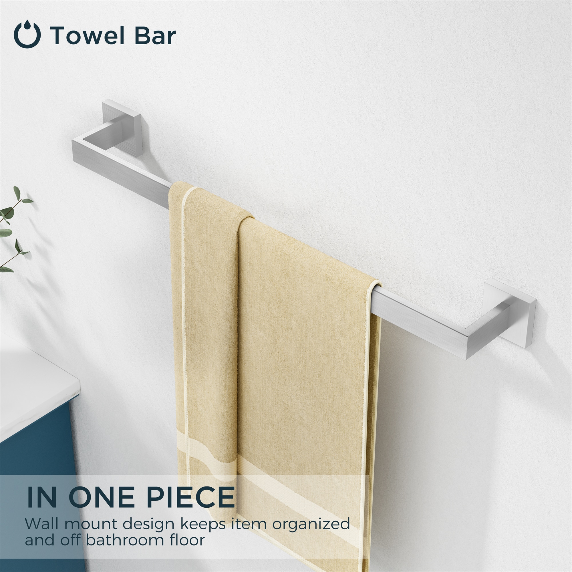 Juego de accesorios para baño decorativo de acero inoxidable de 5 piezas FURUISI - Barra de toalla, porta papel higiénico, anillo para toalla, gancho para bata incluido LL19A3BN5A