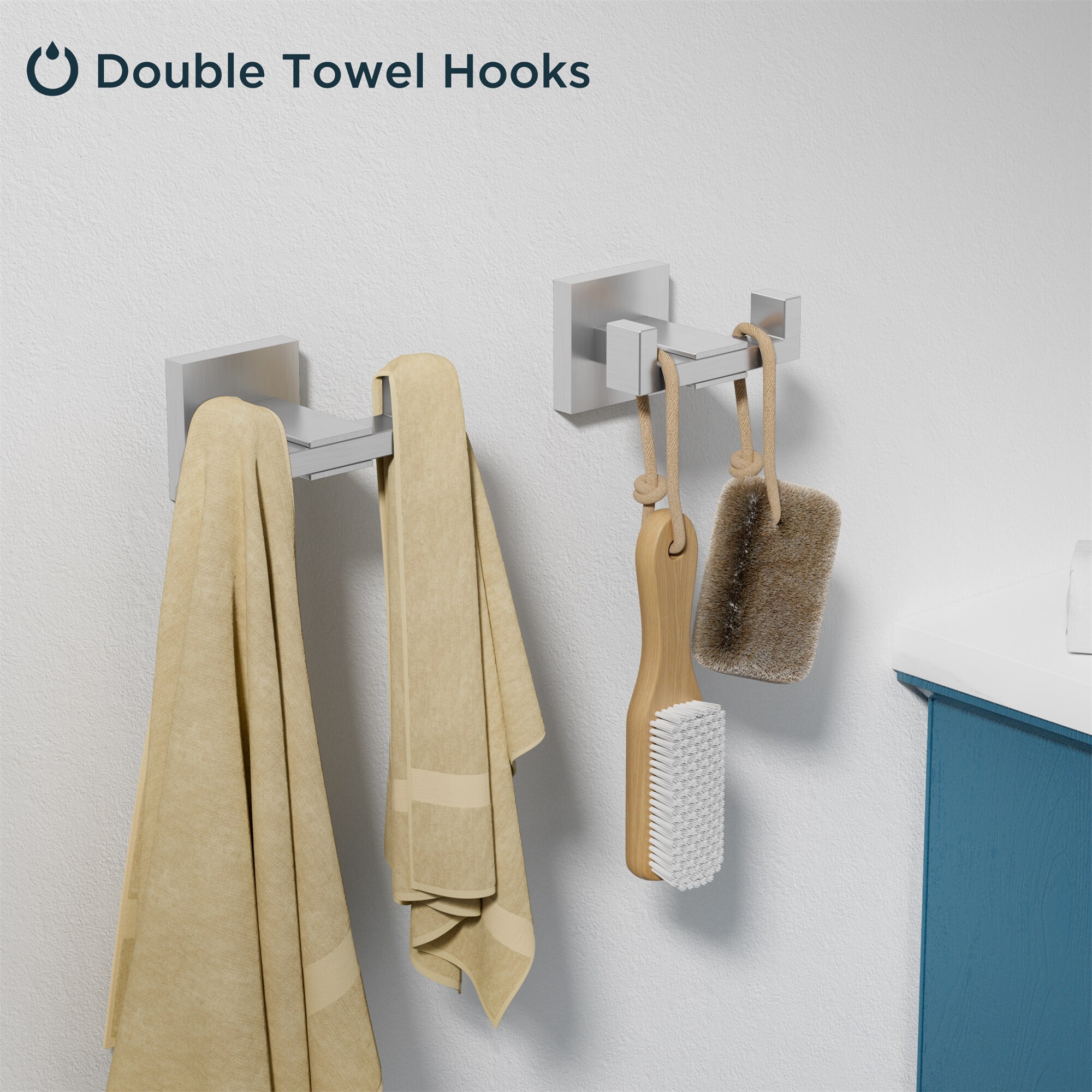 Juego de accesorios para baño decorativo de acero inoxidable de 5 piezas FURUISI - Barra de toalla, porta papel higiénico, anillo para toalla, gancho para bata incluido LL19A3BN5A