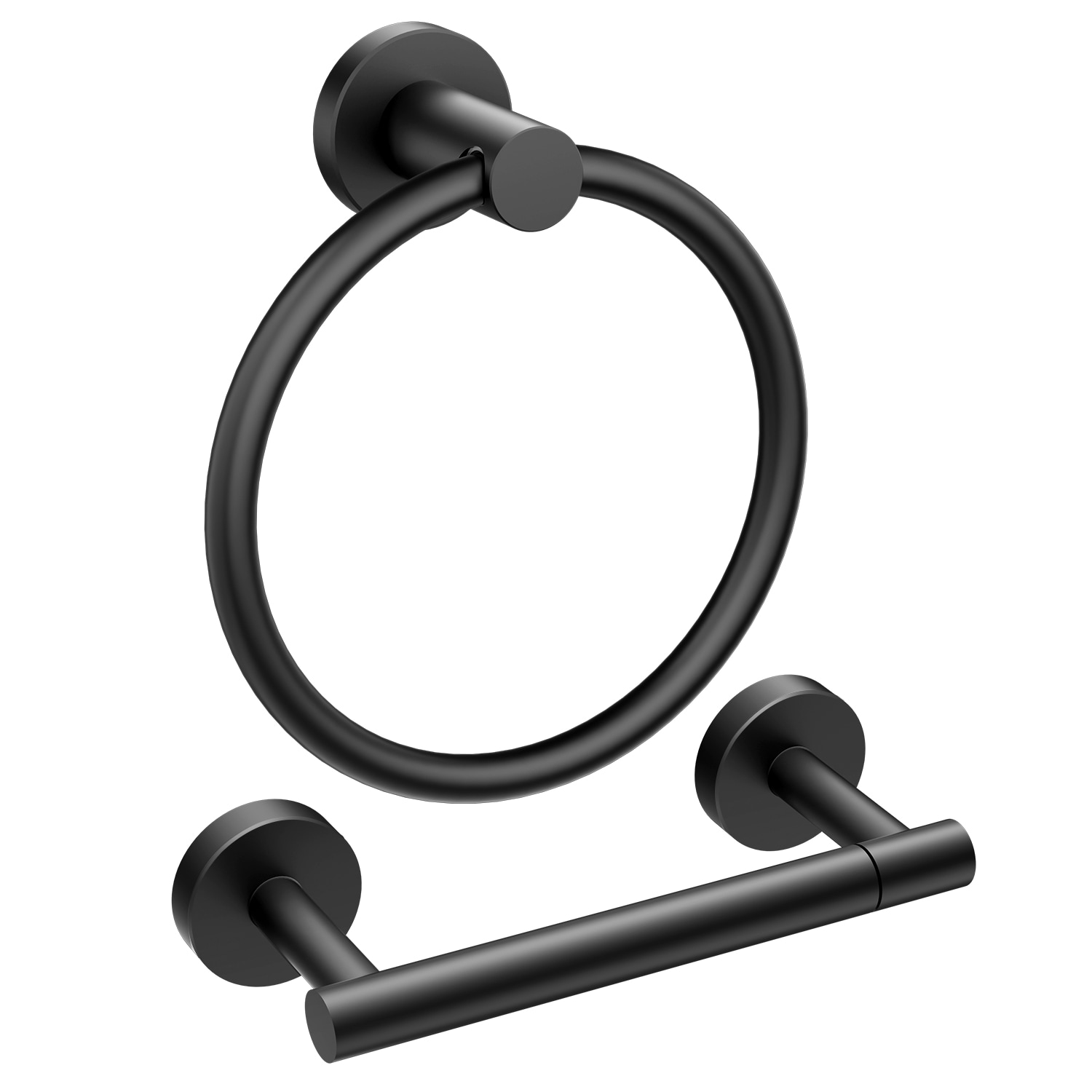 Juego de accesorios de baño decorativos en negro mate de 2 piezas: Portarrollos de papel higiénico y Argolla para toallas FURUISI, incluidos LB11901