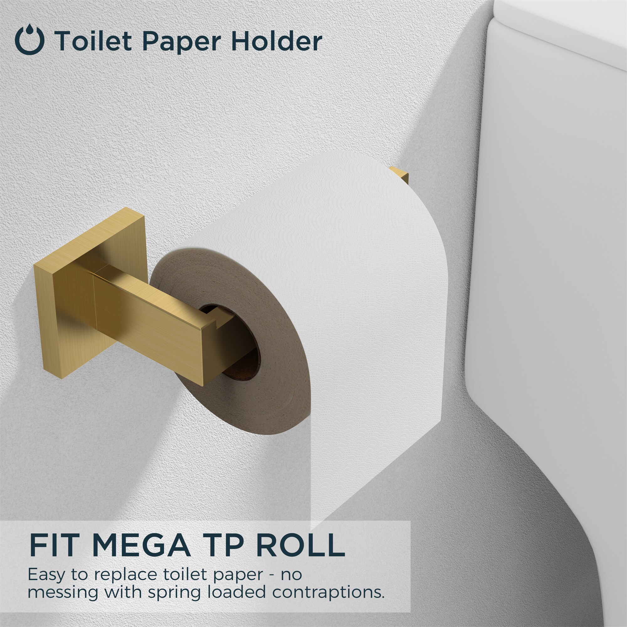 Set de Accesorios de Baño Decorativos en Dorado Cepillado de 5 Piezas FURUISI Incluye Barra para Toallas, Portarrollos de Papel, Anillo para Toallas y Gancho para Batas LL19A3G5A