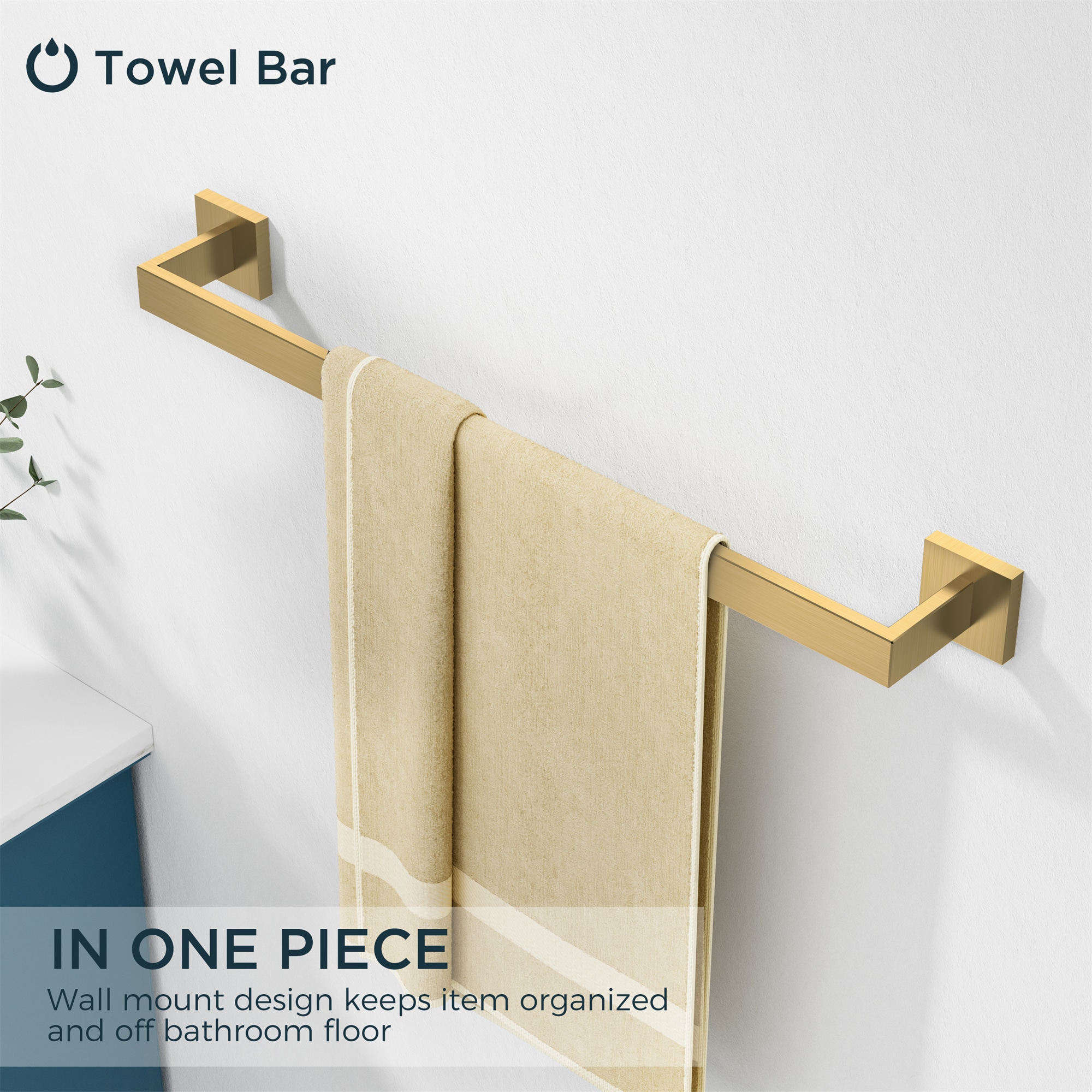 Set de Accesorios de Baño Decorativos en Dorado Cepillado de 5 Piezas FURUISI Incluye Barra para Toallas, Portarrollos de Papel, Anillo para Toallas y Gancho para Batas LL19A3G5A