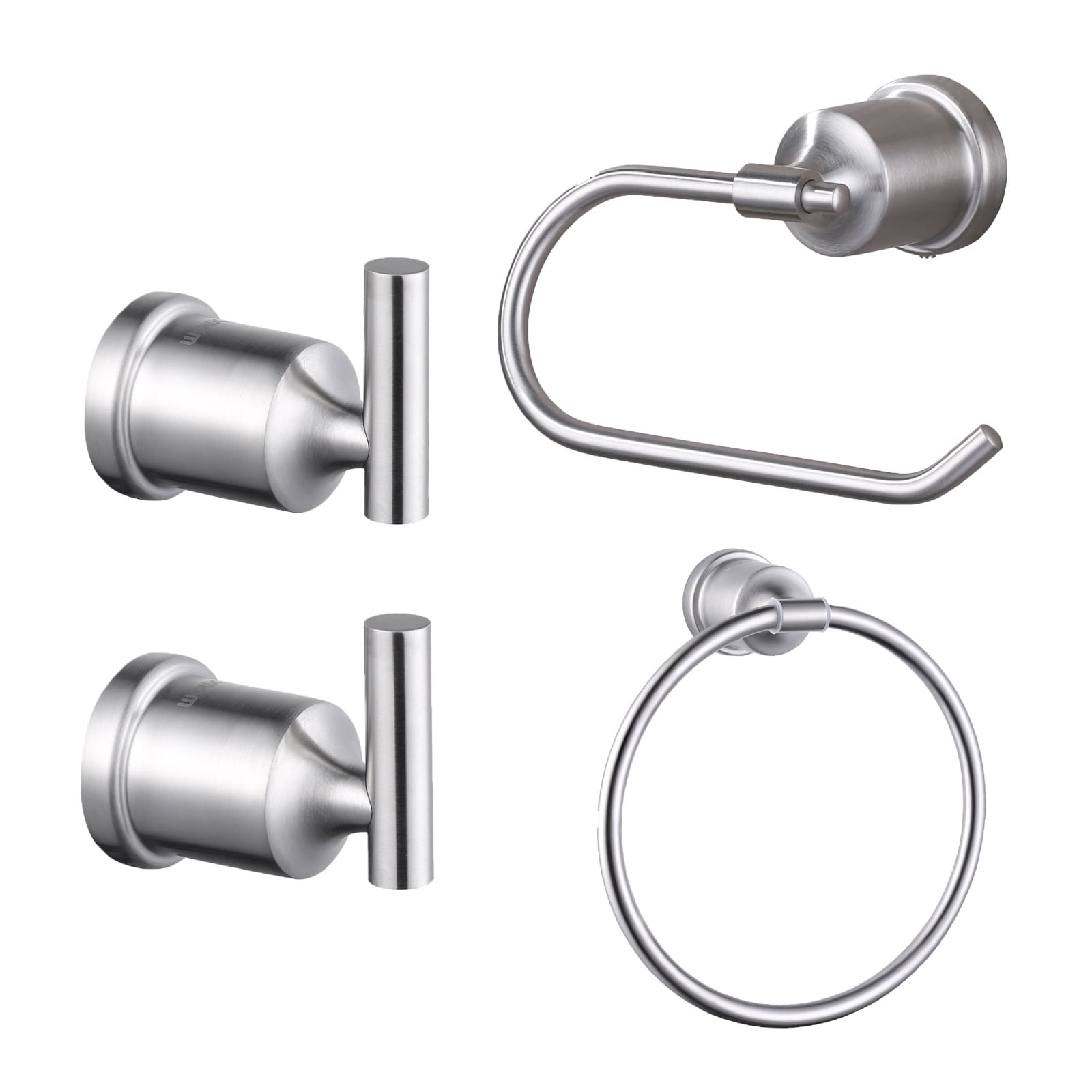 Juego de 4 piezas de accesorios de baño decorativos en níquel cepillado: portarrollos, argolla para toallas y gancho para batas incluidos WOWOW 4031201