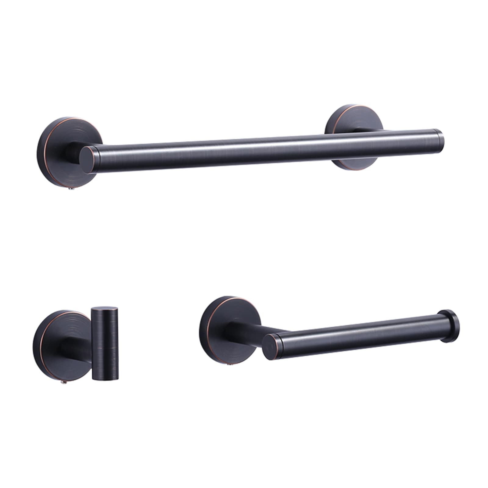 Set de Accesorios de Baño Decorativos de Bronce Aceitado de 3 Piezas WOWOW - Barra de Toallas, Porta Papel Higiénico, Gancho para Batas Incluidos 410013RB