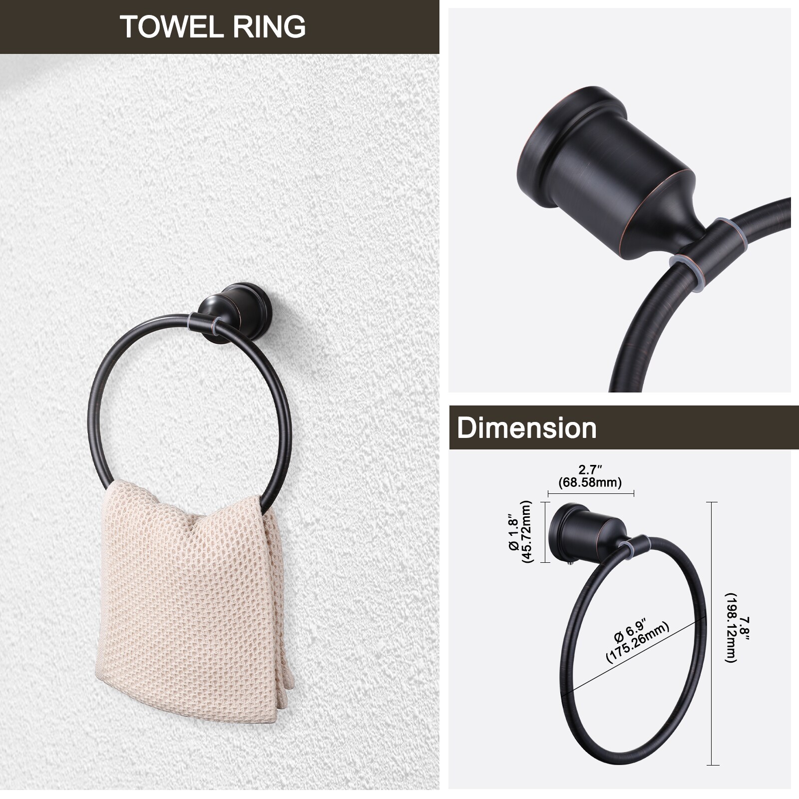 Juego de accesorios de baño decorativos de 5 piezas en bronce envejecido WOWOW - Incluye barra de toalla, porta papel higiénico, anillo de toalla y gancho para batas