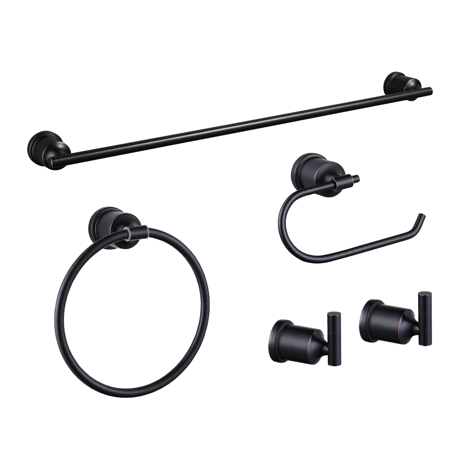Juego de accesorios de baño decorativos de 5 piezas en bronce envejecido WOWOW - Incluye barra de toalla, porta papel higiénico, anillo de toalla y gancho para batas