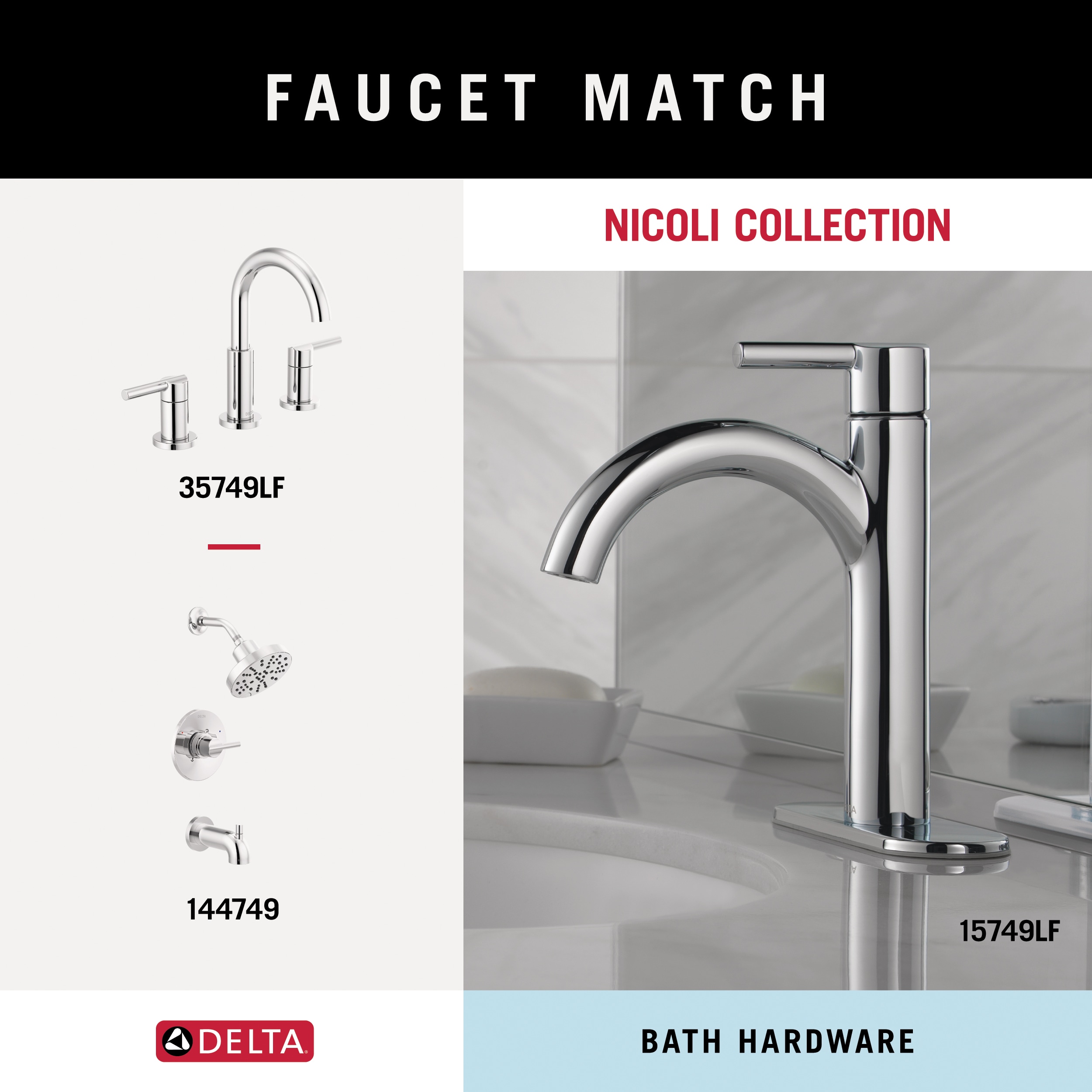 Juego de Accesorios de Baño Decorativos de Cromo Pulido de 4 Piezas Nicoli Delta con Barra de Toallas, Porta Papel Higiénico, Anillo de Toallas y Gancho para Batas incluidos NIC64-PC