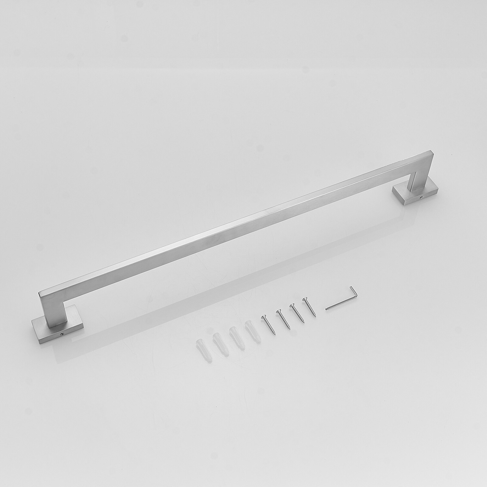 Juego de accesorios de baño decorativos de níquel cepillado de 4 piezas - Barra de toalla, portarrollos de papel higiénico, gancho para batas incluidos A-91014-S-N