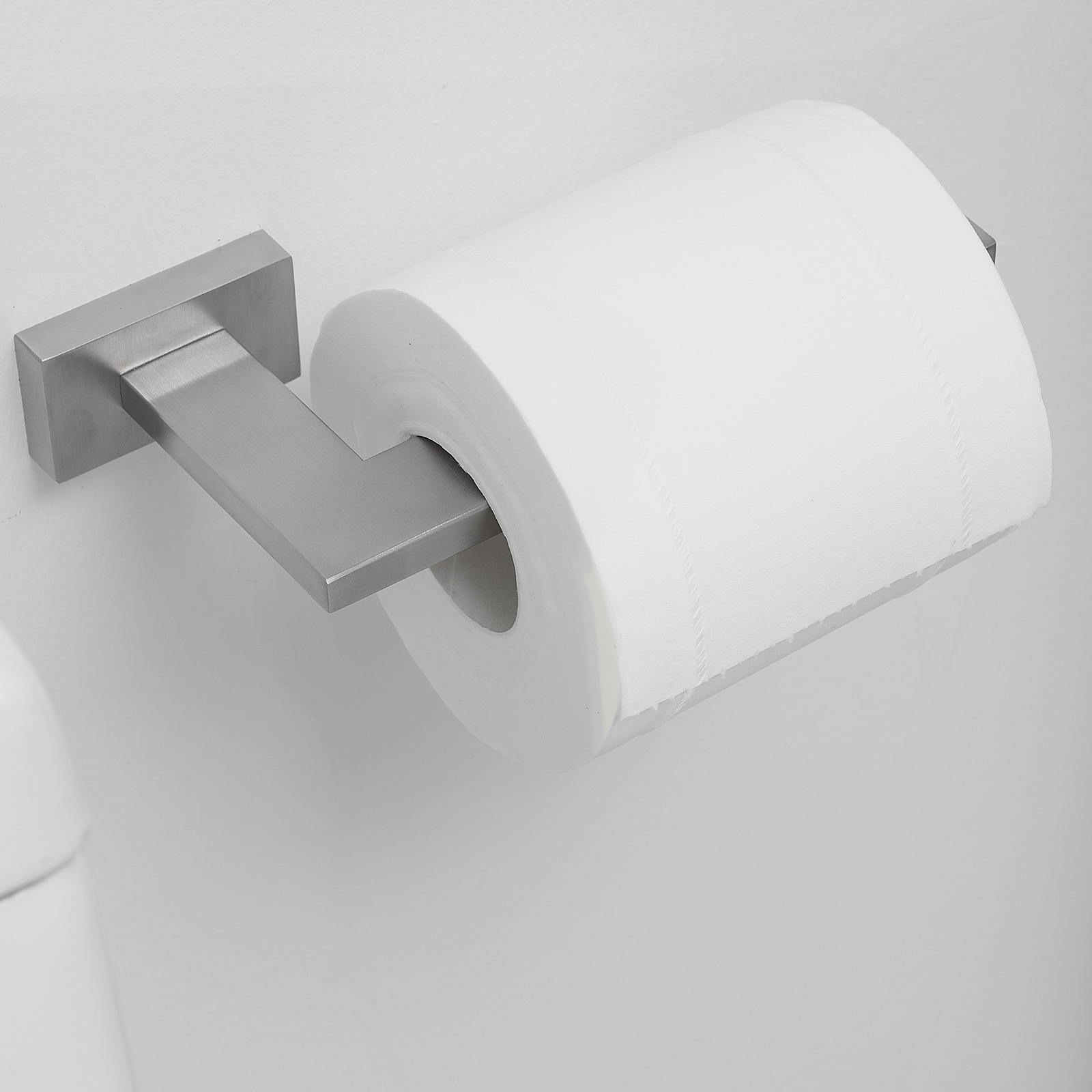 Juego de accesorios de baño decorativos de níquel cepillado de 4 piezas - Barra de toalla, portarrollos de papel higiénico, gancho para batas incluidos A-91014-S-N
