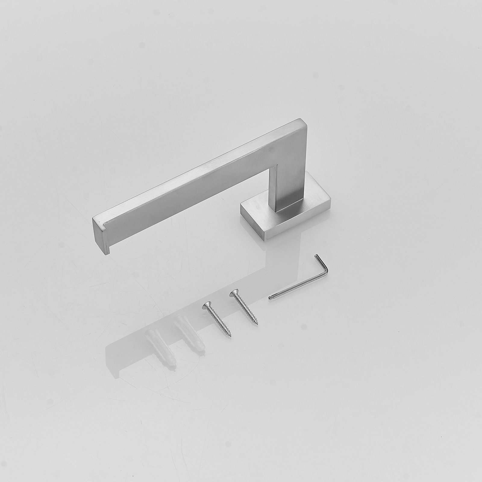 Juego de accesorios de baño decorativos de níquel cepillado de 4 piezas - Barra de toalla, portarrollos de papel higiénico, gancho para batas incluidos A-91014-S-N