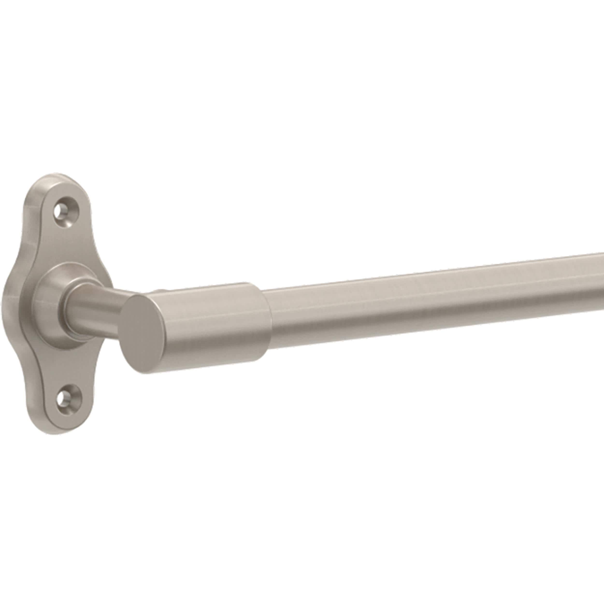 Juego de accesorios decorativos para baño en níquel satinado de 4 piezas Franklin Brass Calloway - incluye barra de toallas, porta papel higiénico, argolla de toallas y gancho para batas CLWY64-SN