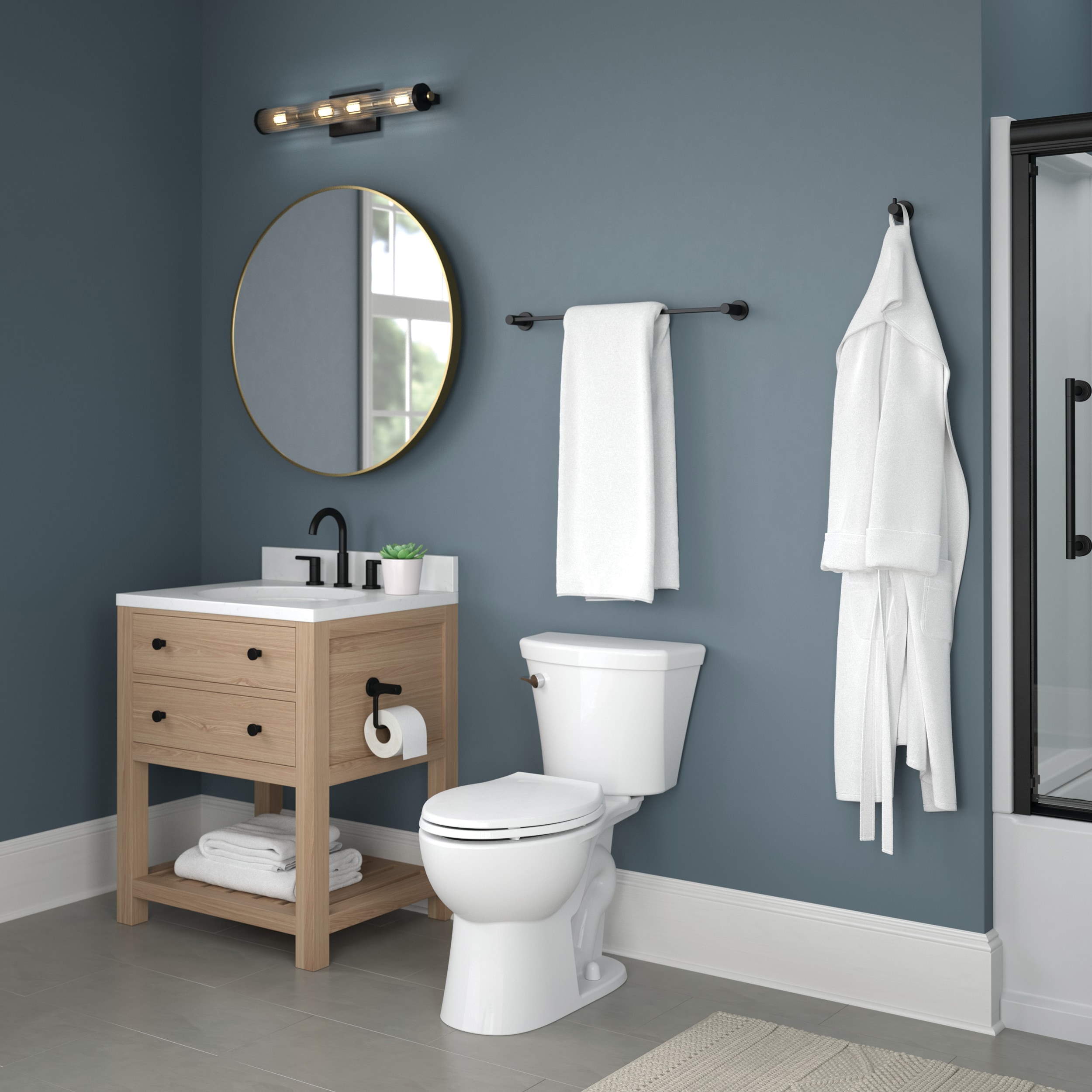 Juego de accesorios de baño decorativos en negro mate de 3 piezas Franklin Brass Kildare: Barra para toallas, anillo para toallas y gancho para batas incluidos KLD63-MB