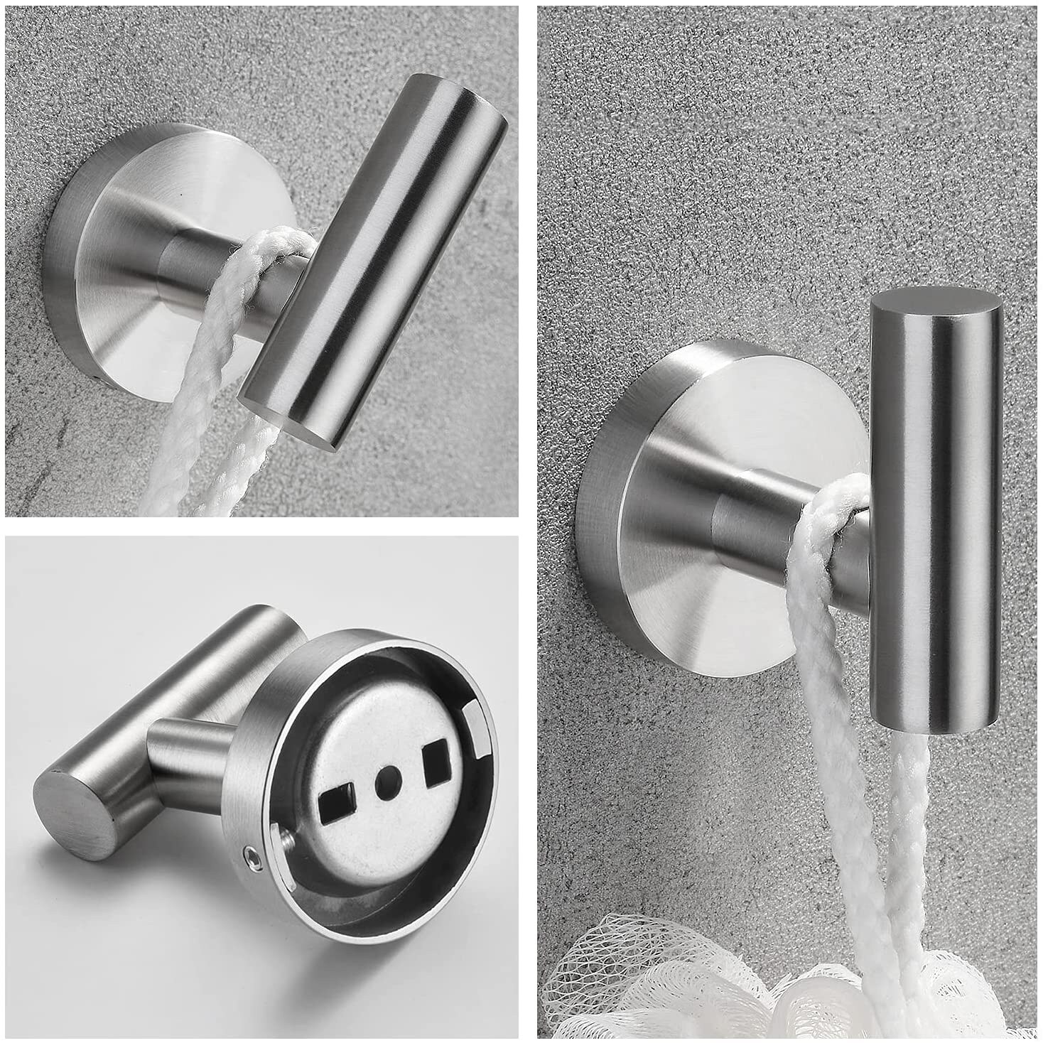 Set de accesorios para baño decorativos de níquel cepillado de 3 piezas - Barra para toallas, porta papel higiénico, y gancho para batas incluidos Q-875-OTOP