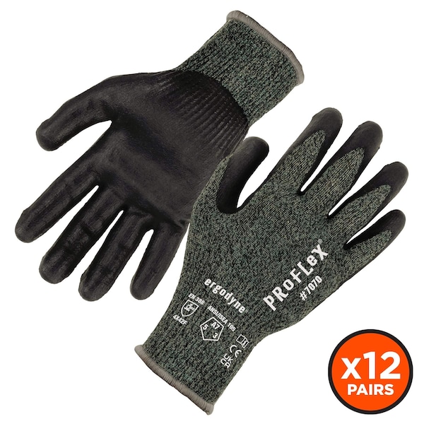ProFlex de Ergodyne ANSI A7 Guantes recubiertos de nitrilo CR 12 pares, verde, talla XL - 7070-12PR
