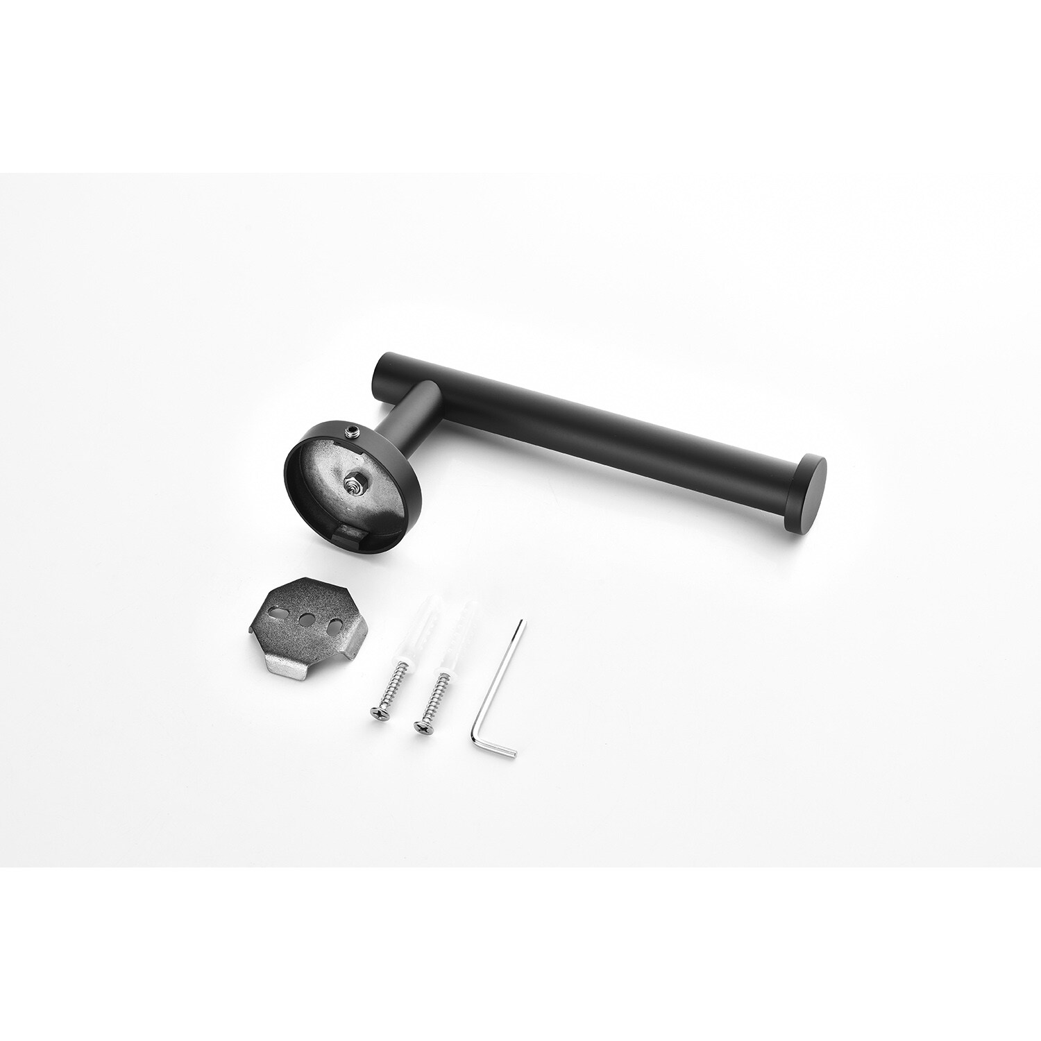 Juego de accesorios de baño decorativos de 3 piezas en negro mate, incluye portarrollos de papel higiénico, argolla para toallas y gancho para batas. ¡Todo lo que necesitas para darle un toque elegante a tu baño!