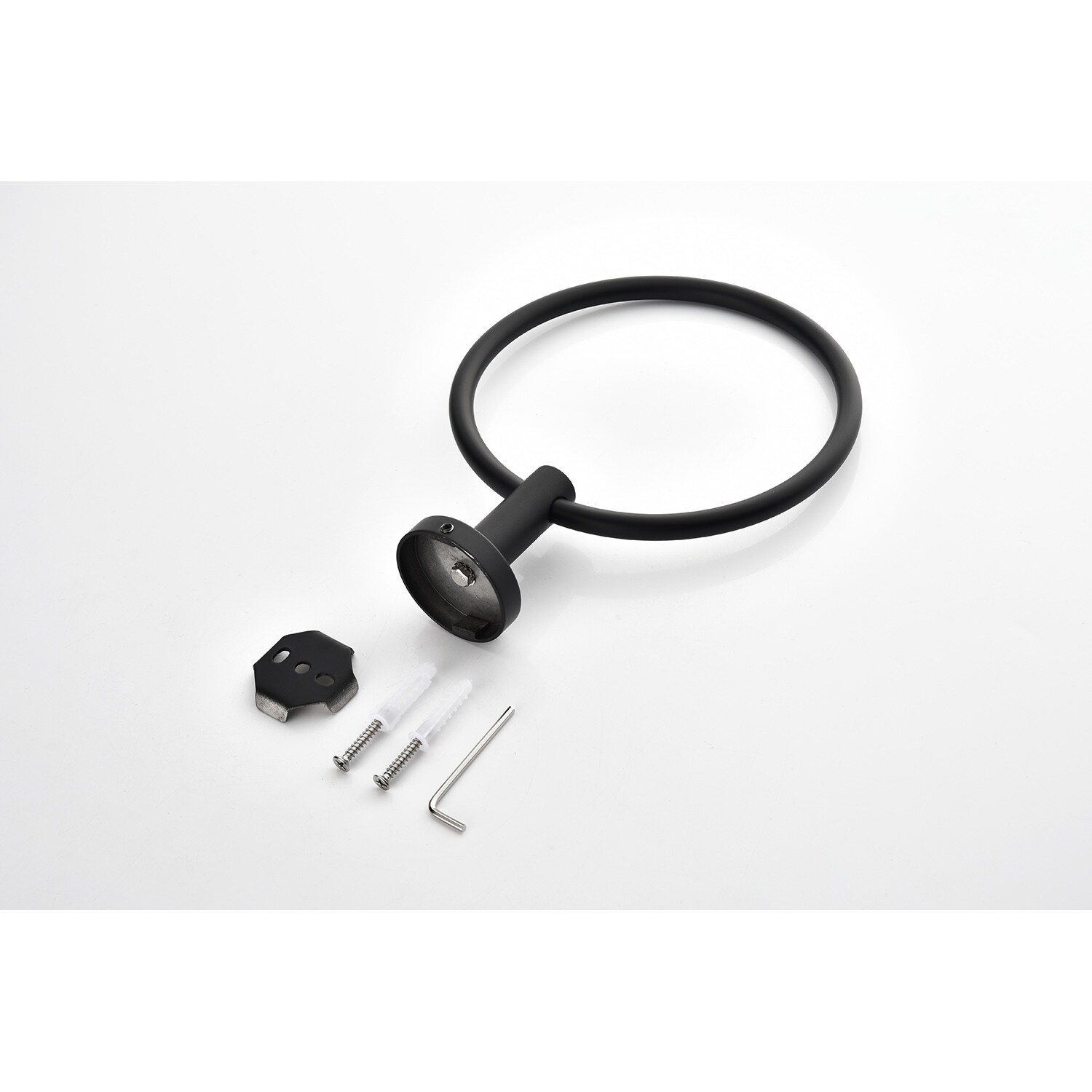 Juego de accesorios de baño decorativos de 3 piezas en negro mate, incluye portarrollos de papel higiénico, argolla para toallas y gancho para batas. ¡Todo lo que necesitas para darle un toque elegante a tu baño!