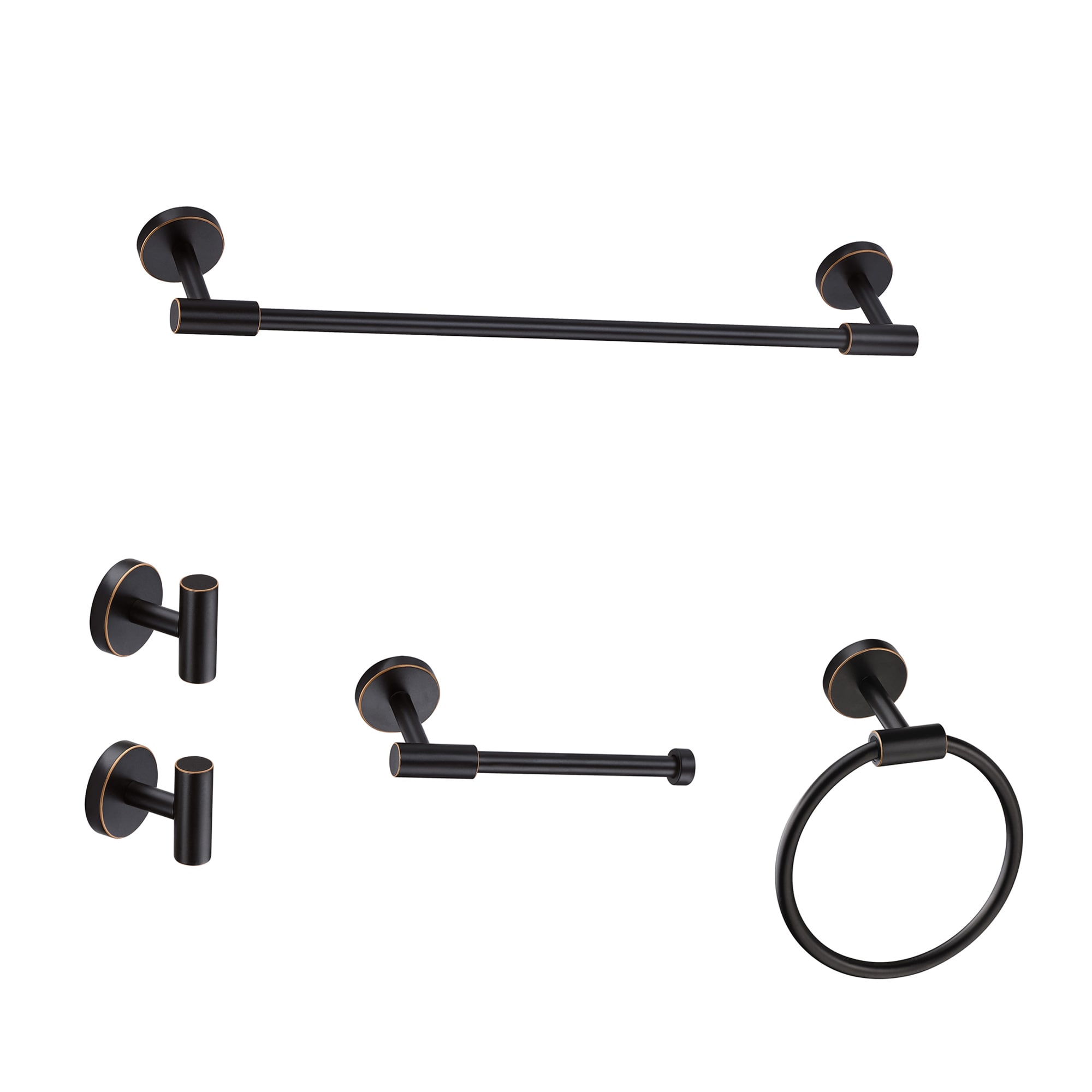 Conjunto de accesorios para baño decorativos en negro de 5 piezas - Barra de toalla, Argolla de toalla, Gancho para batas incluidos TOHLAR-003