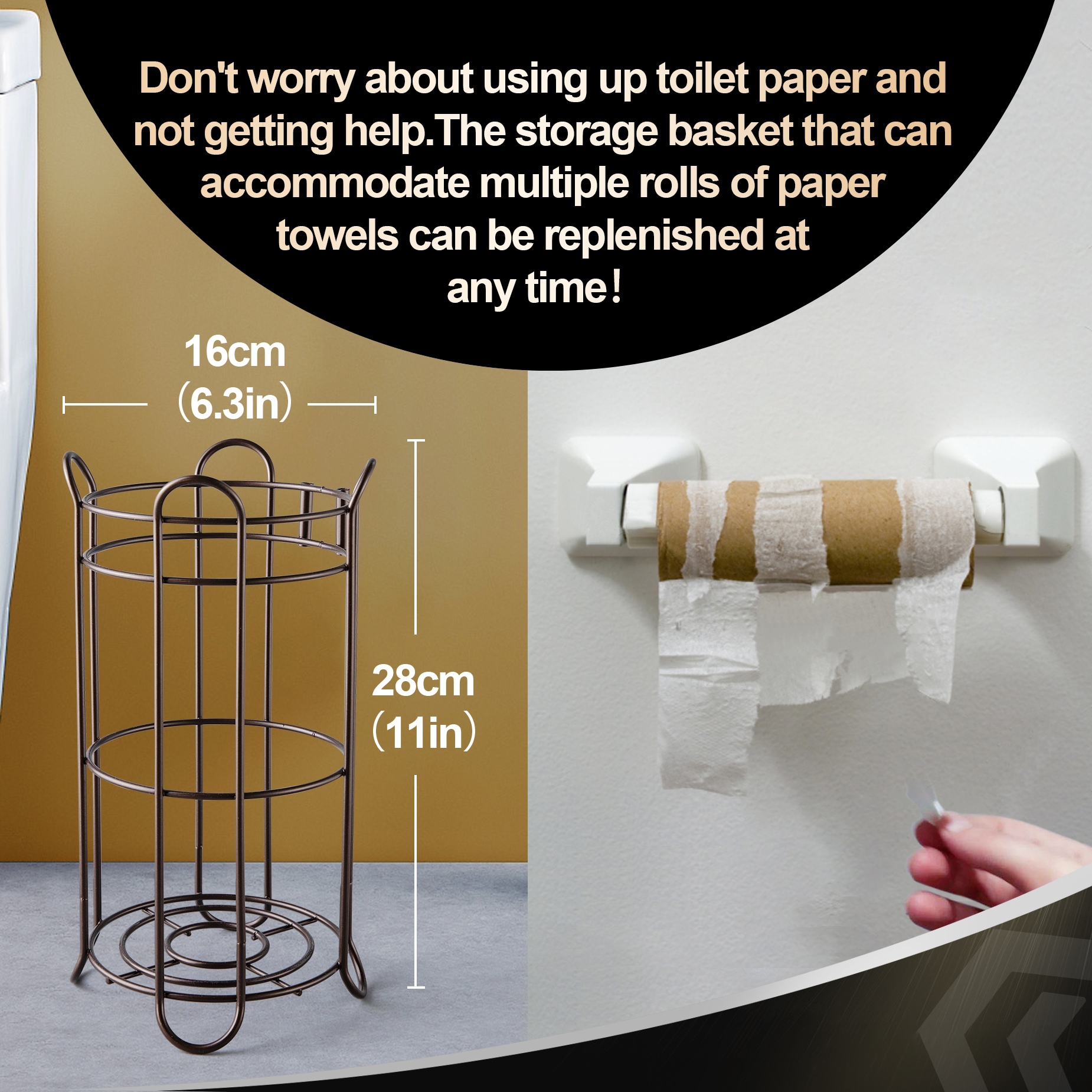 Juego de accesorios para baño decorativos de 5 piezas en níquel con portarrollos de papel higiénico incluido - TOHLAR-024