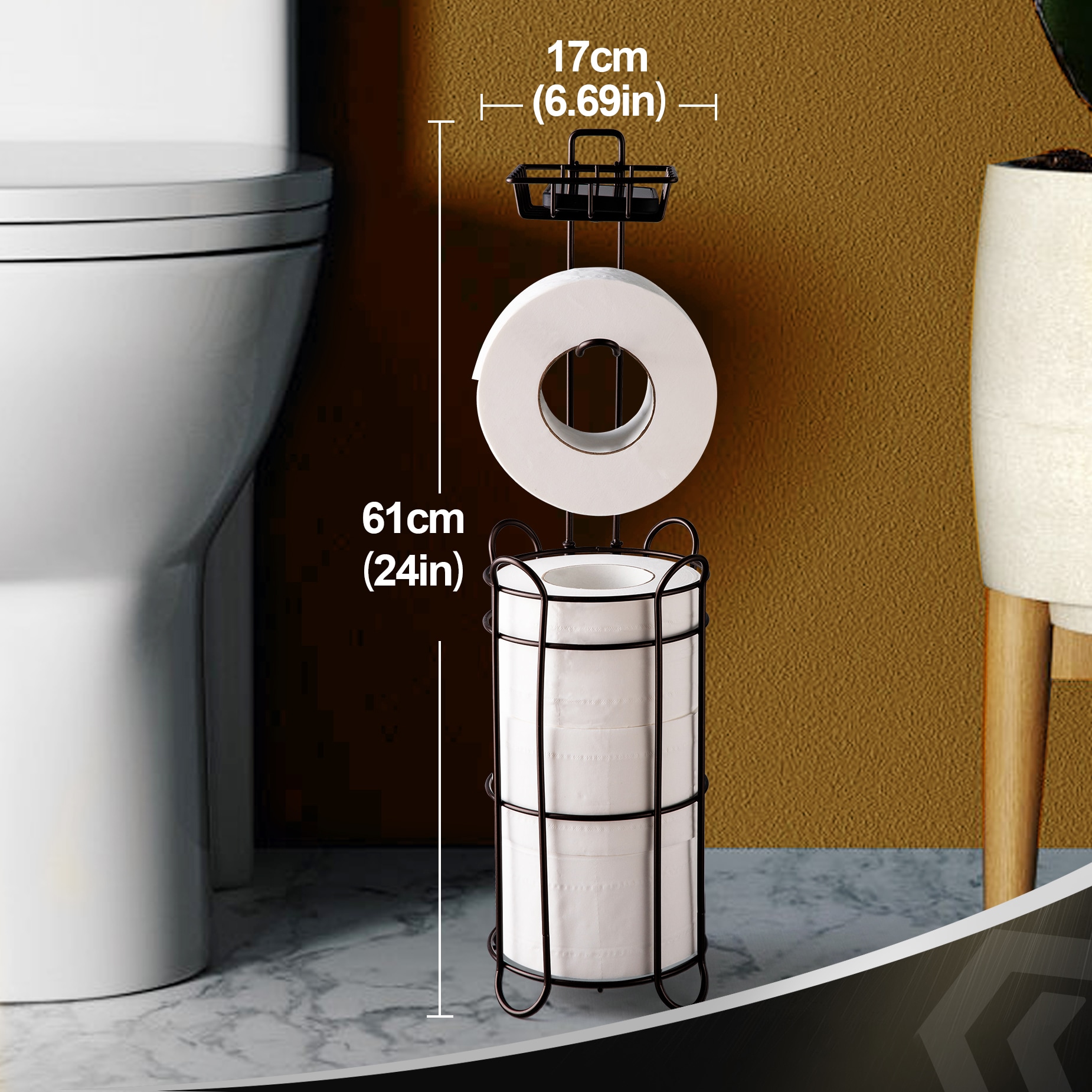 Juego de accesorios para baño decorativos de 5 piezas en níquel con portarrollos de papel higiénico incluido - TOHLAR-024