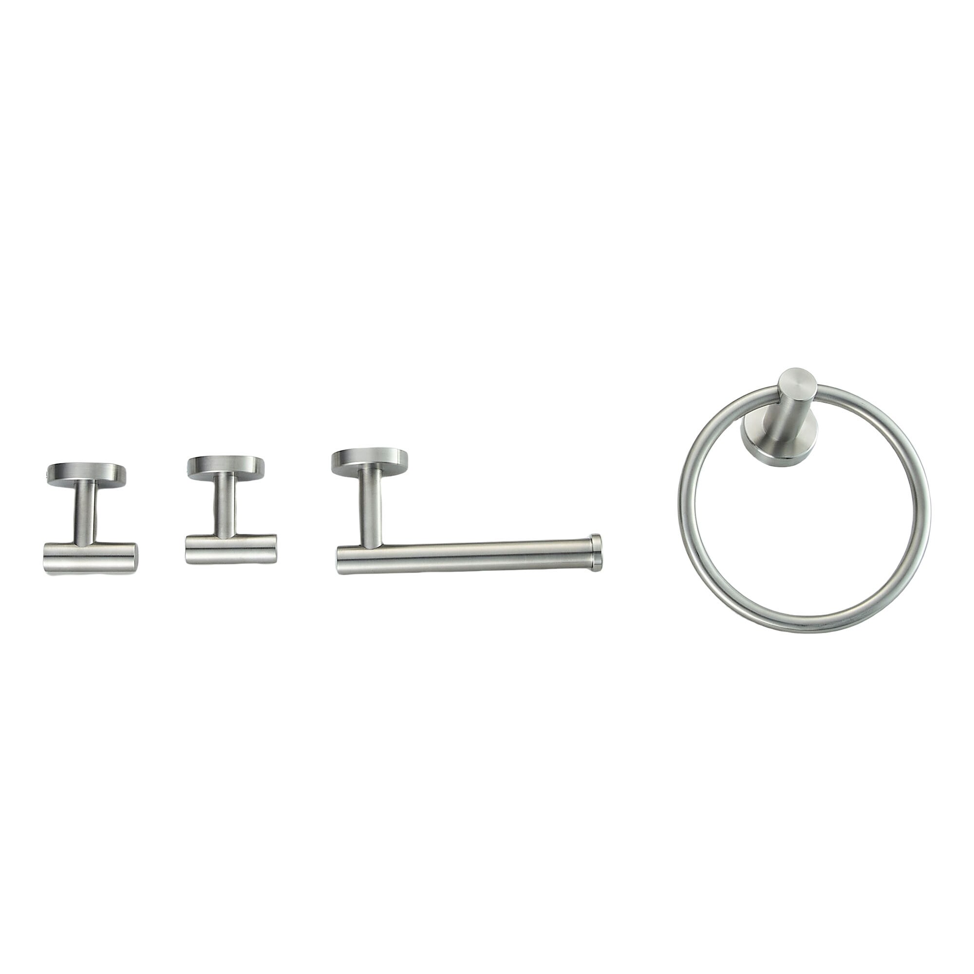 Juego de accesorios de baño decorativos en negro mate Androme - incluye barra de toalla, porta papel higiénico, argolla para toalla y gancho para batas AD17BN4