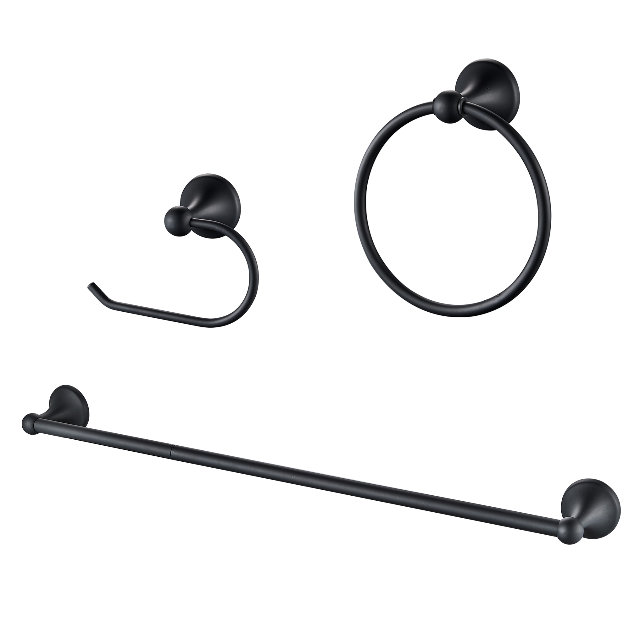 Juego de Accesorios para Baño en Color Negro Mate Androme - Barra de Toalla, Portarrollos y Argolla para Toalla incluidos AD191M2B3