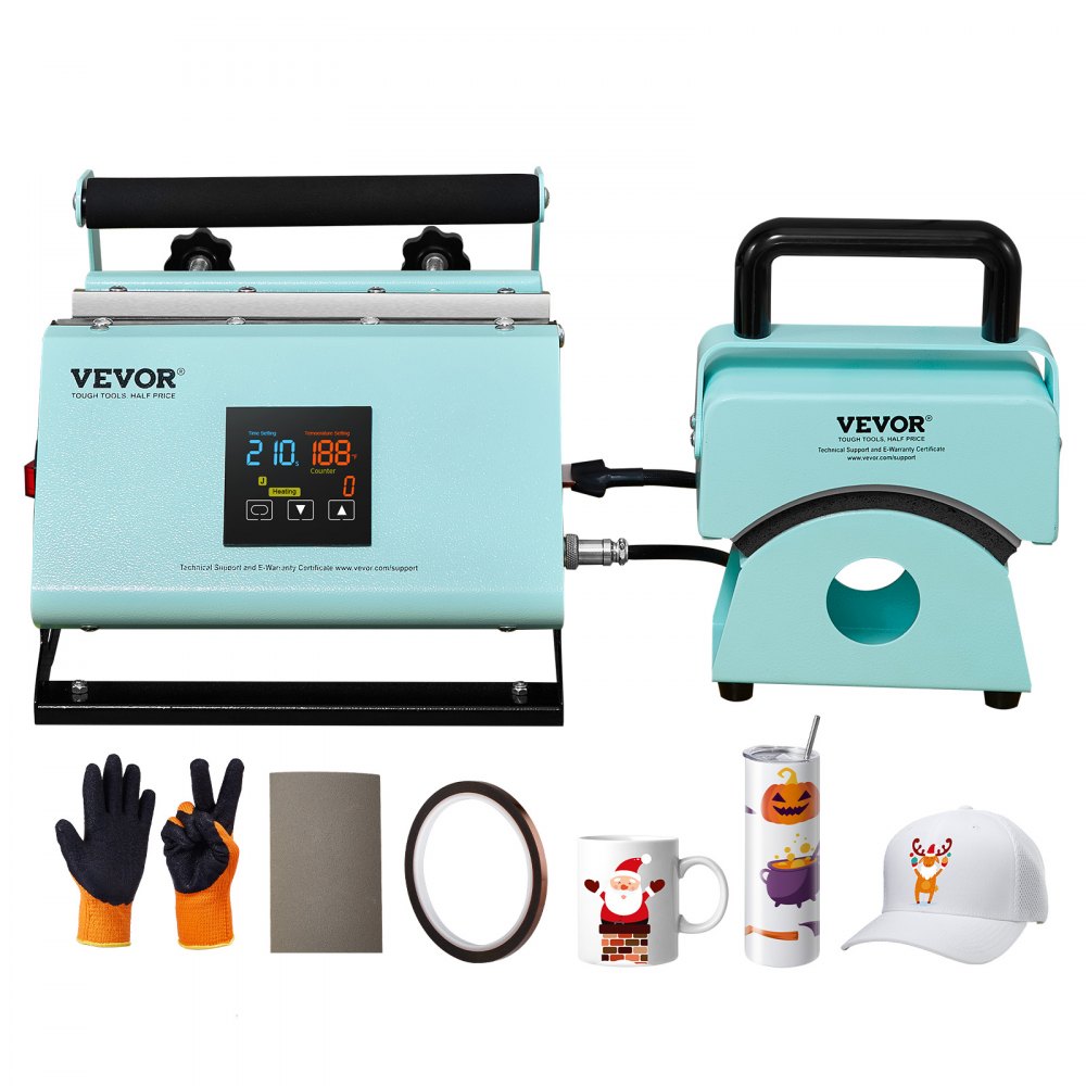 VEVOR 2 in 1 Tumbler and Hat Heat Press Machine Heat Machine for Caps Hats Mugs - BXSKMJMINIKMSBIPBV1