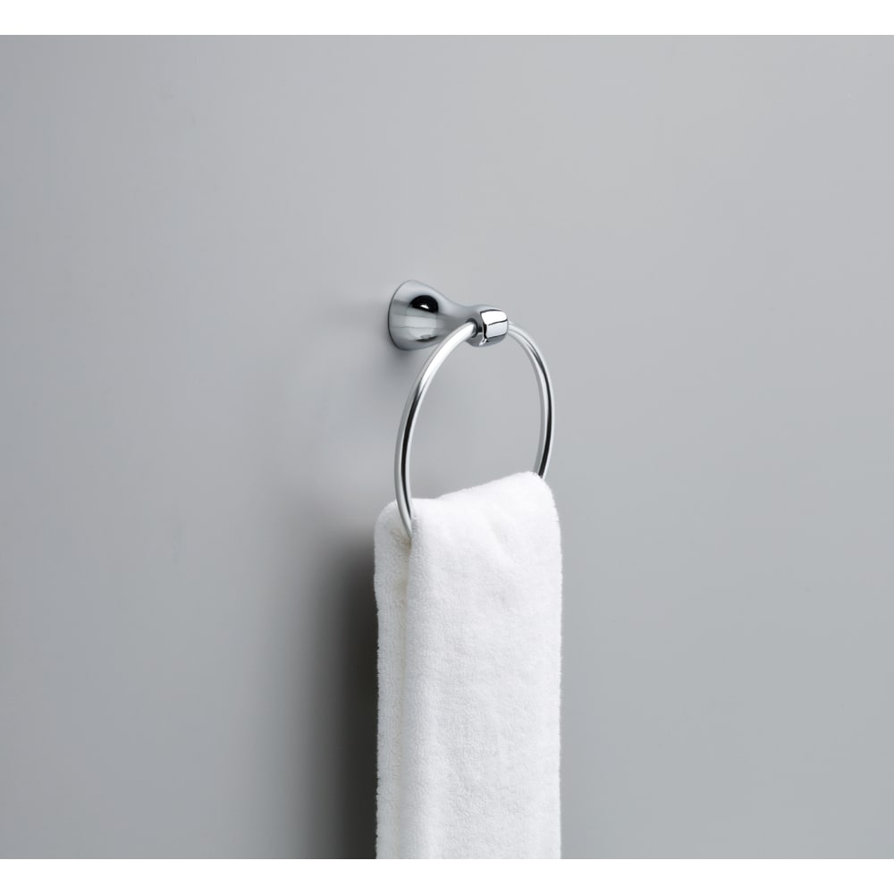 Juego de accesorios de baño decorativos en cromo pulido de 3 piezas Delta incluye barra de toalla, portarrollos de papel higiénico y anillo de toalla - FNDS63-PC