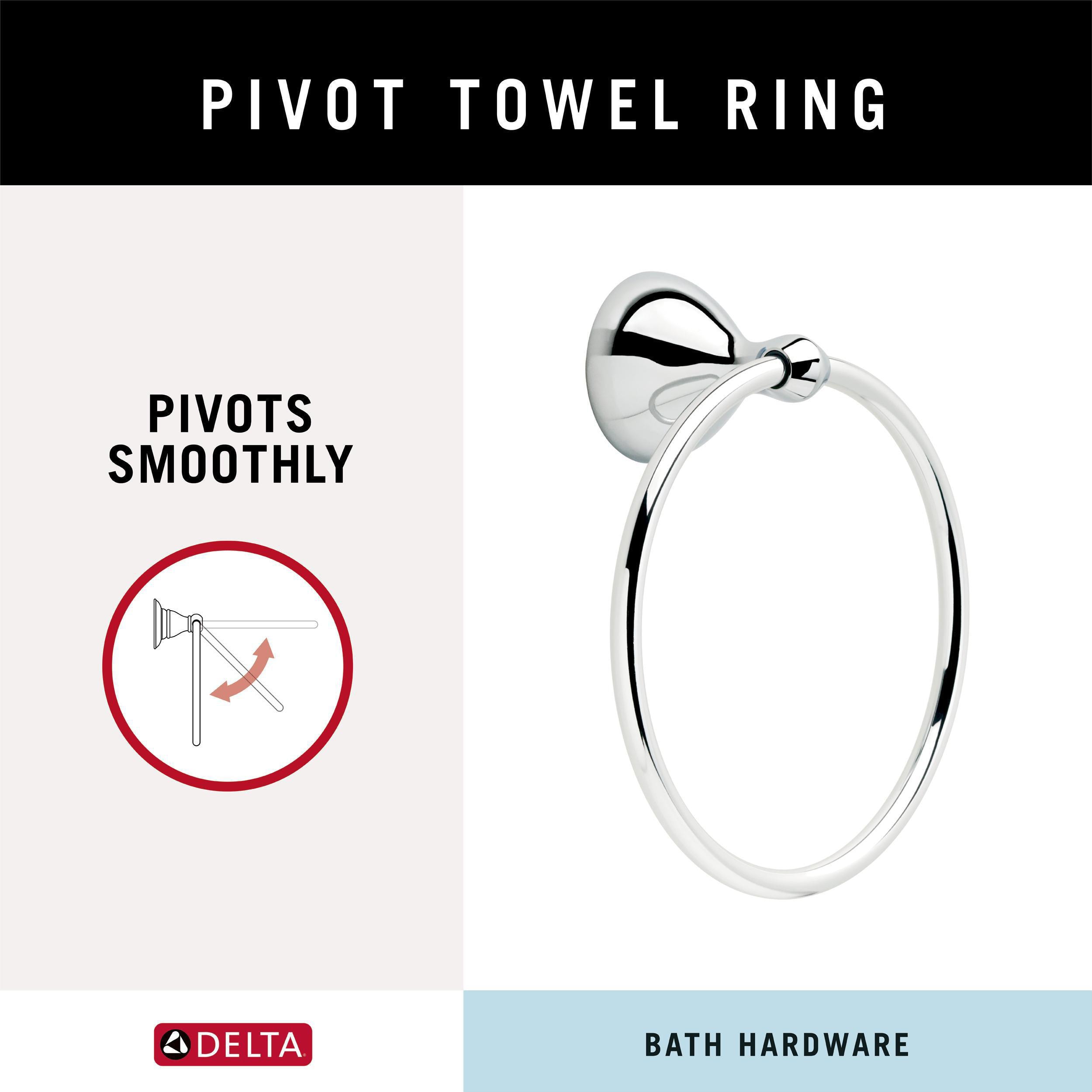 Juego de accesorios de baño decorativos en cromo pulido de 3 piezas Delta incluye barra de toalla, portarrollos de papel higiénico y anillo de toalla - FNDS63-PC