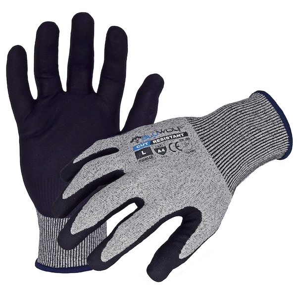 Guantes de trabajo resistentes a cortes Azusa Safety, Nivel de corte A4, Gris/Negro, XL - BW4040