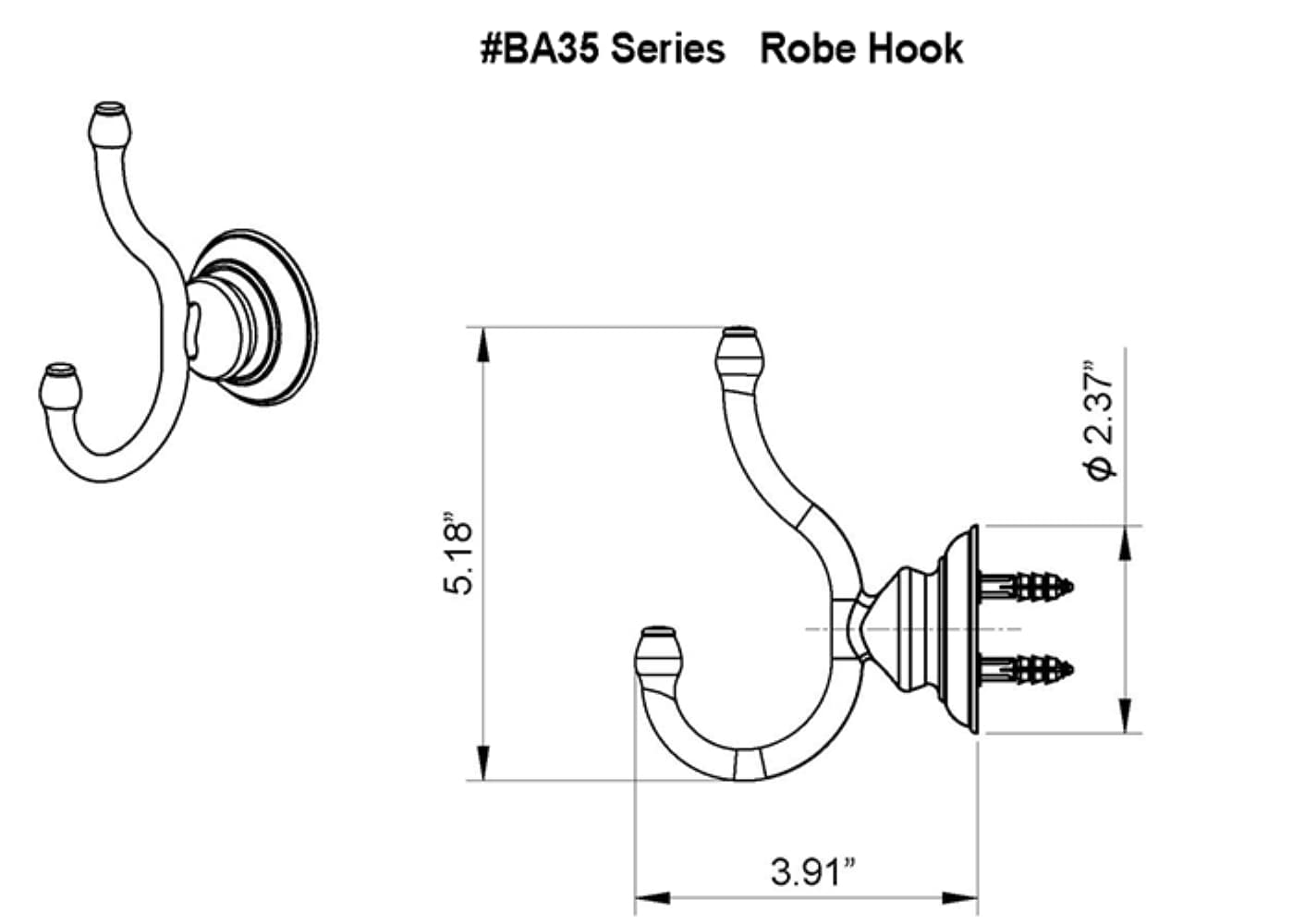 Gancho doble de montaje en pared en níquel cepillado Highlander ARISTA BA3502-RHKJ-BN