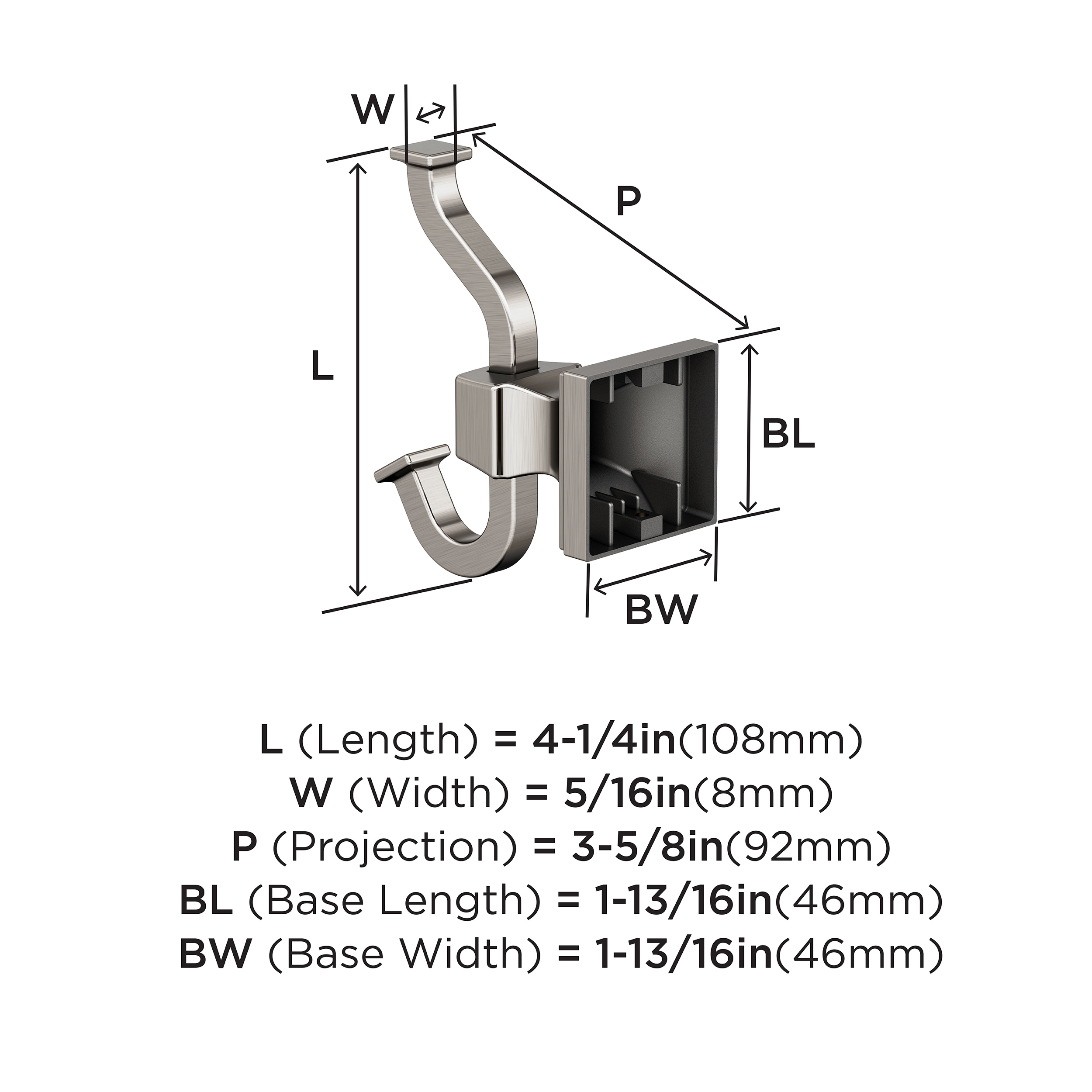 Colgador de Toallas de Pared de una sola percha en níquel cepillado Mulholland de Amerock BH36020G10